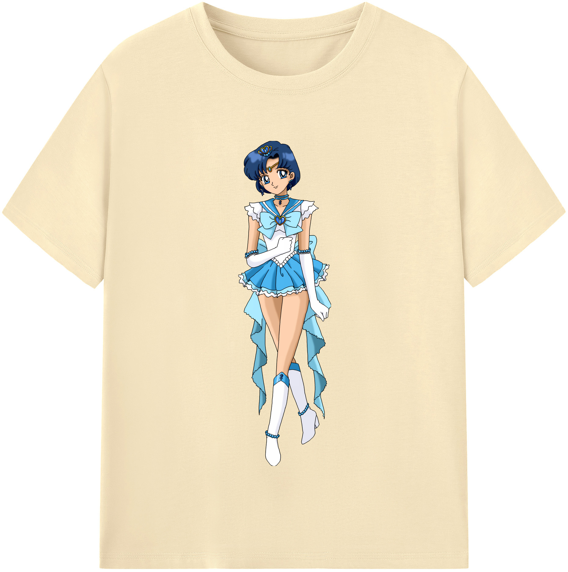 （画像用） 美少女戦士セーラームーン 水野 亜美 みずの あみ Sailor Moon Mizuno Ami 綿100％半袖Tシャツ（フロントプリント）