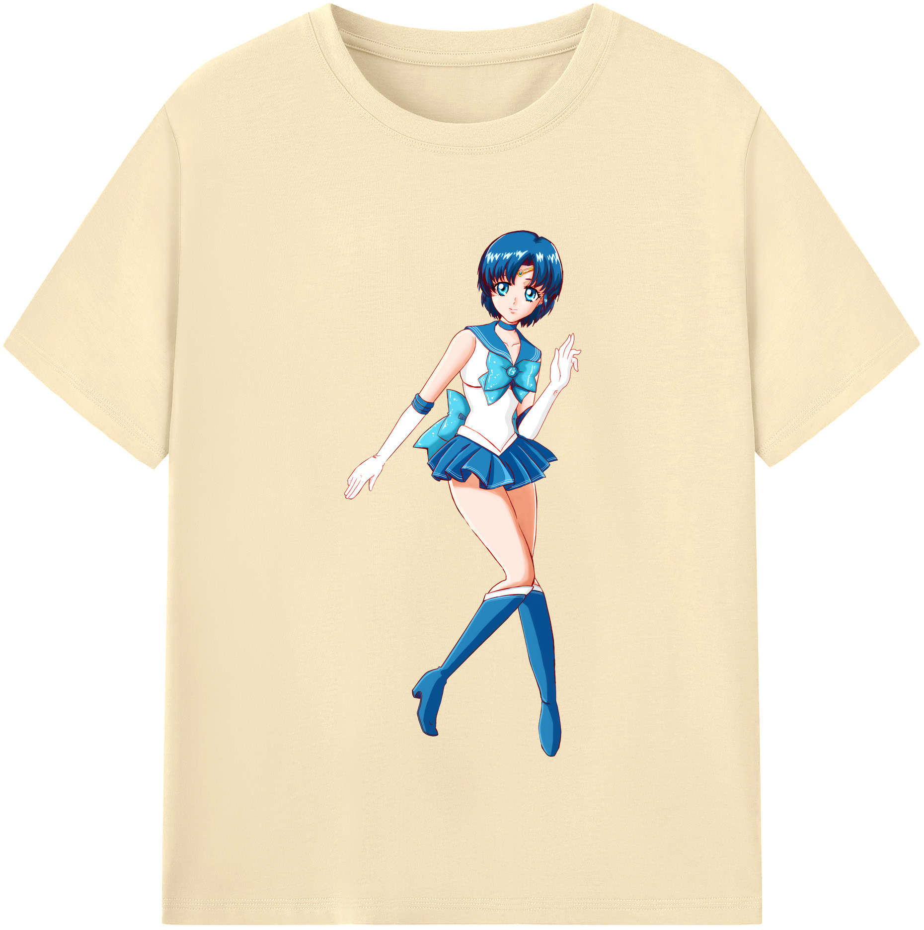 （画像用） 美少女戦士セーラームーン 水野 亜美 みずの あみ Sailor Moon Mizuno Ami 綿100％半袖Tシャツ（フロントプリント）