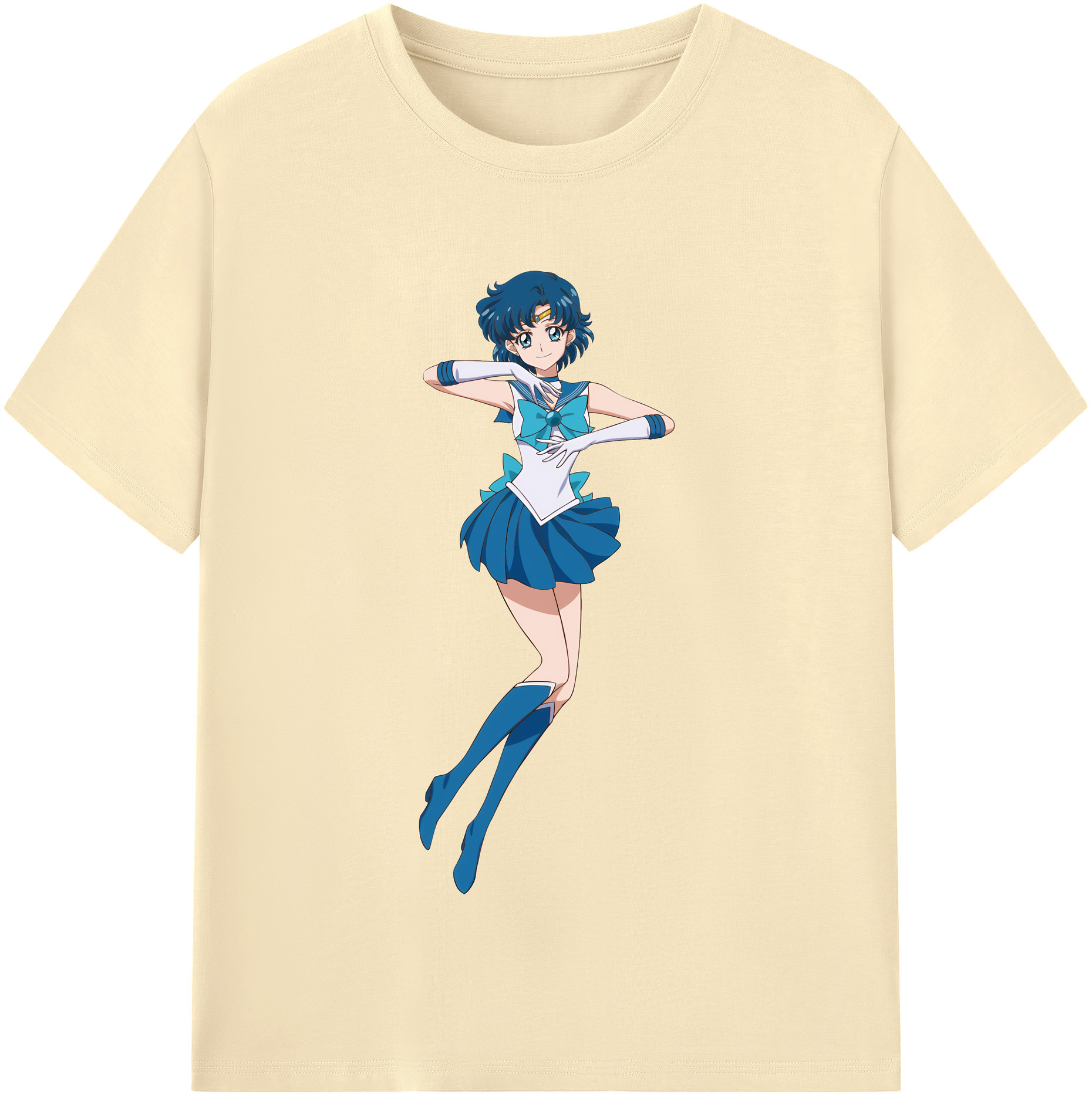 （画像用） 美少女戦士セーラームーン 水野 亜美 みずの あみ Sailor Moon Mizuno Ami 綿100％半袖Tシャツ（フロントプリント）