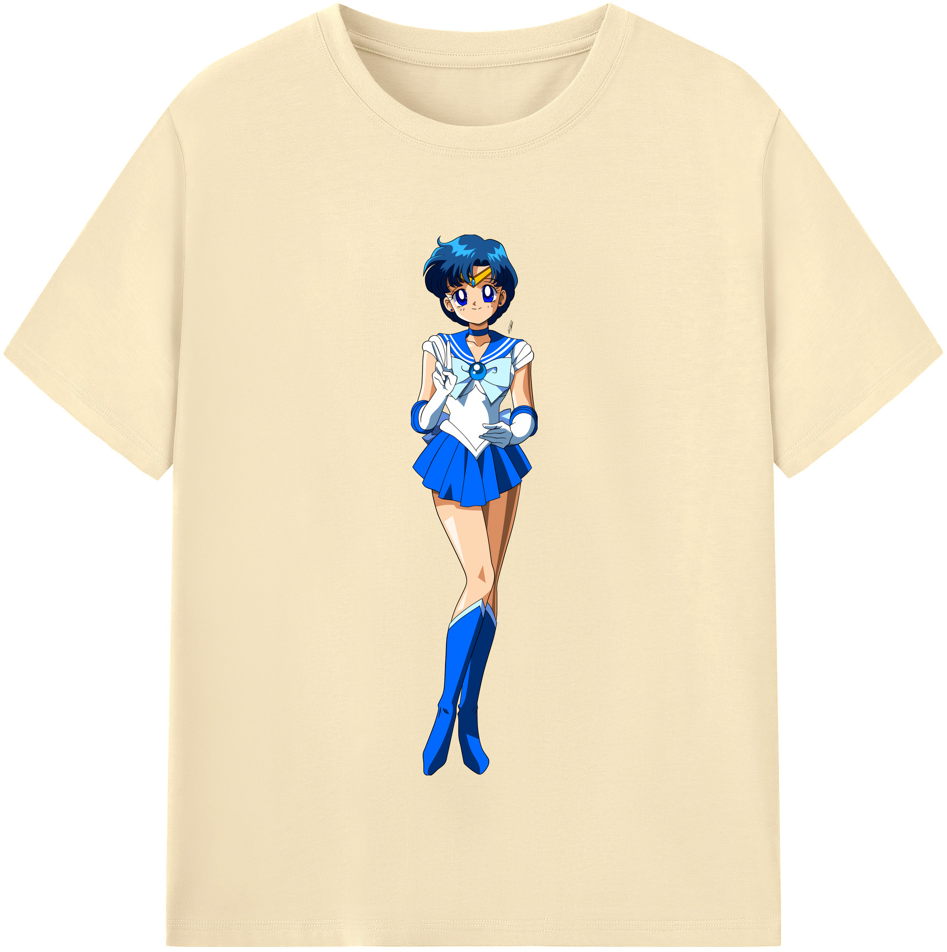 （画像用） 美少女戦士セーラームーン 水野 亜美 みずの あみ Sailor Moon Mizuno Ami 綿100％半袖Tシャツ（フロントプリント）