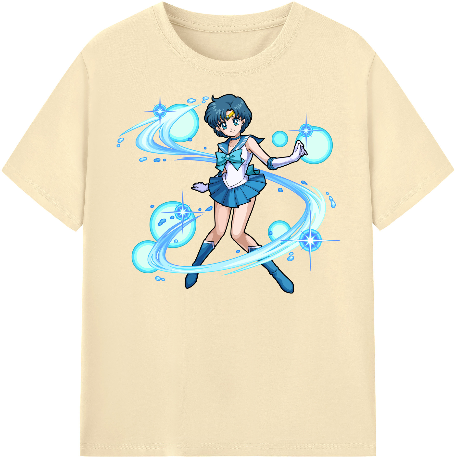（画像用） 美少女戦士セーラームーン 水野 亜美 みずの あみ Sailor Moon Mizuno Ami 綿100％半袖Tシャツ（フロントプリント）