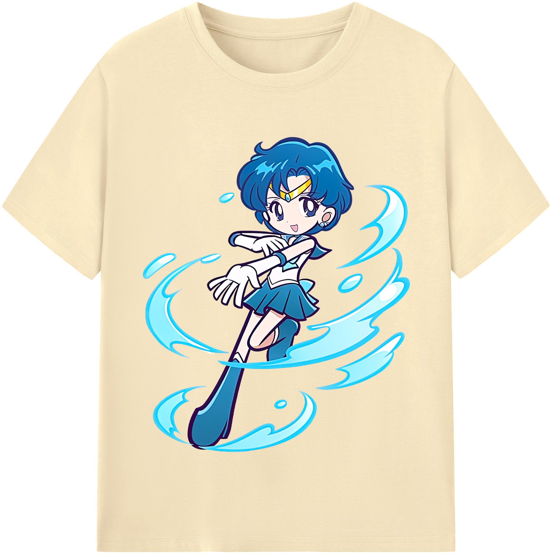 （画像用） 美少女戦士セーラームーン 水野 亜美 みずの あみ Sailor Moon Mizuno Ami 綿100％半袖Tシャツ（フロントプリント）