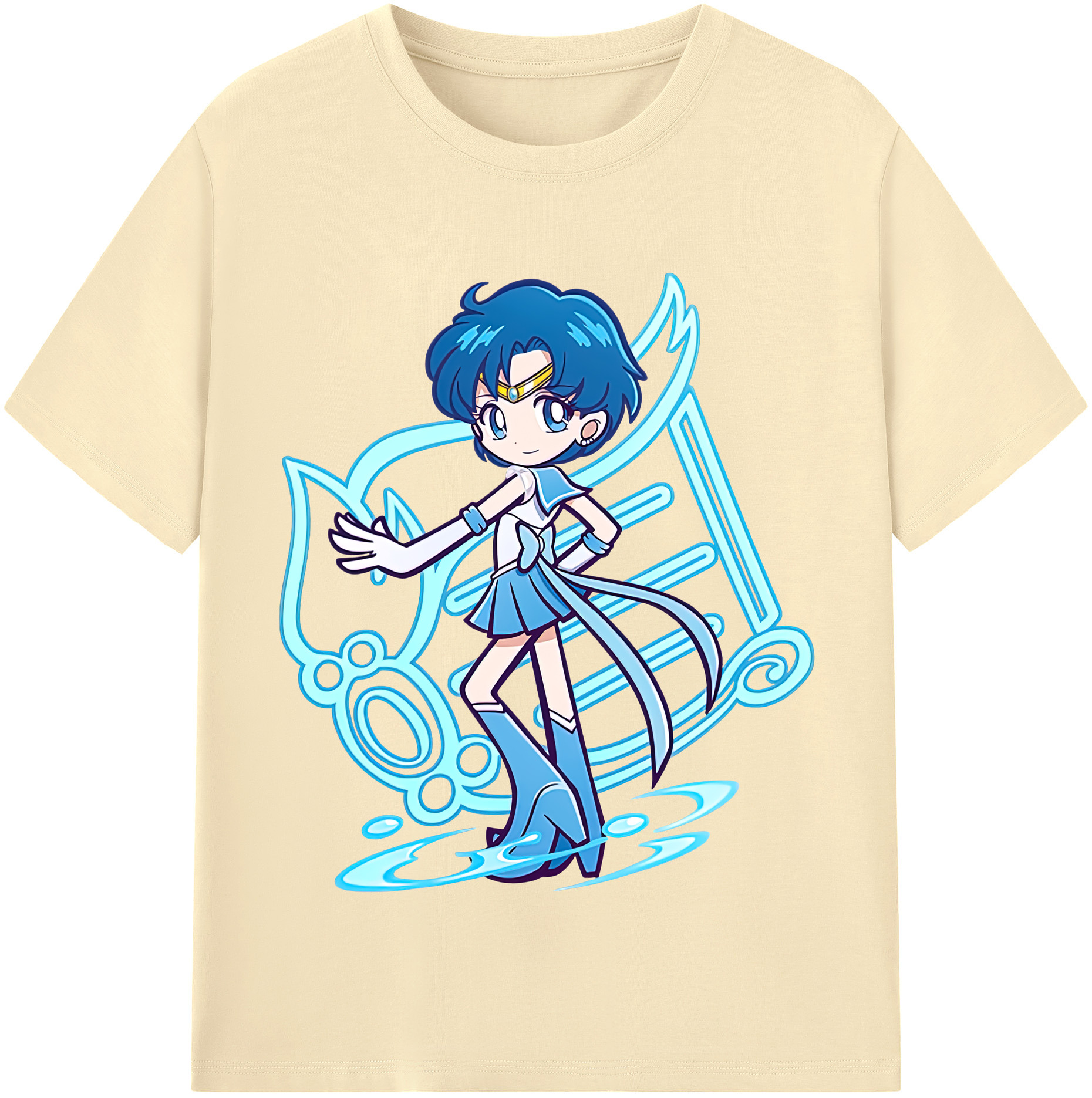（画像用） 美少女戦士セーラームーン 水野 亜美 みずの あみ Sailor Moon Mizuno Ami 綿100％半袖Tシャツ（フロントプリント）