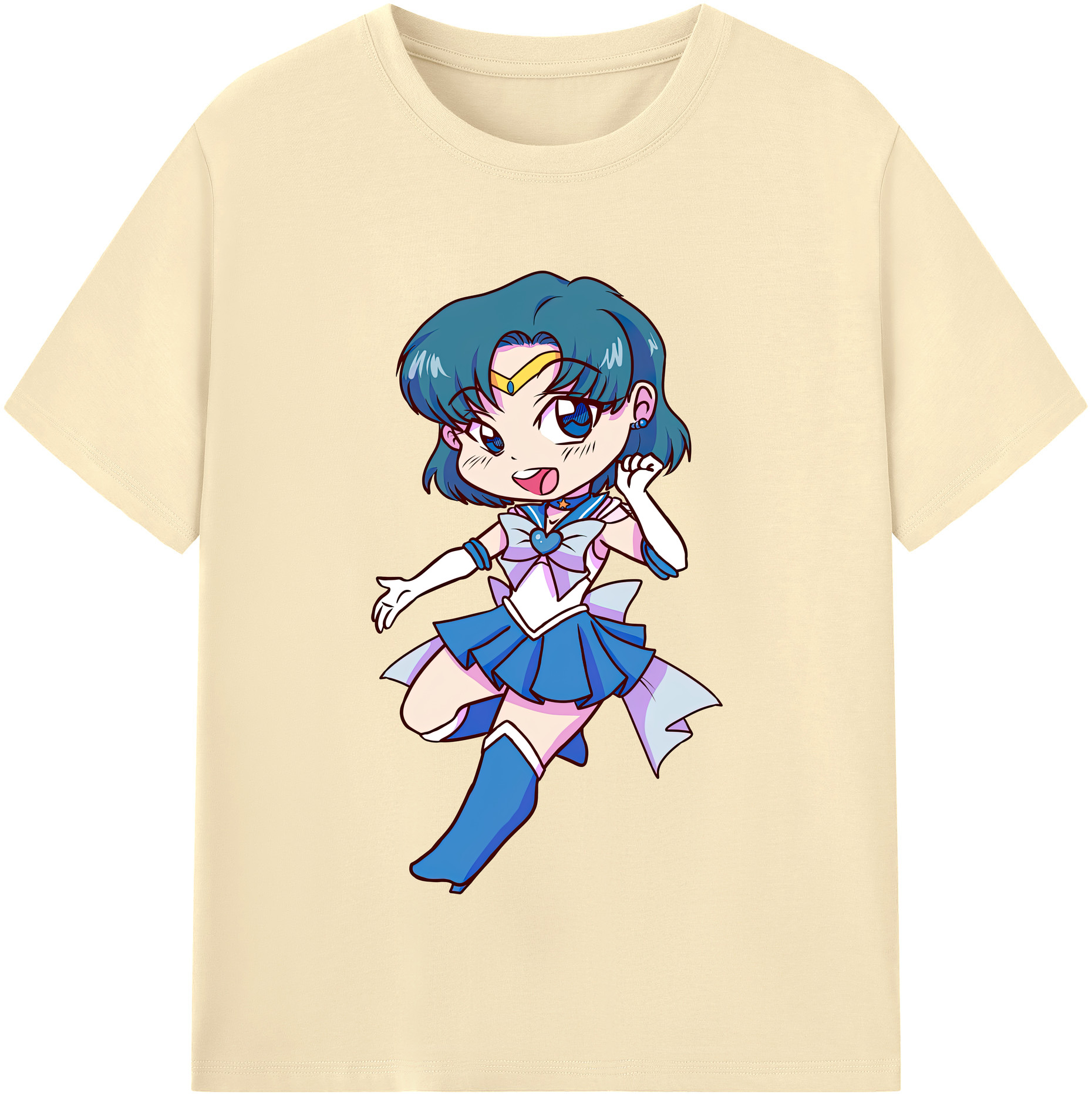（画像用） 美少女戦士セーラームーン 水野 亜美 みずの あみ Sailor Moon Mizuno Ami 綿100％半袖Tシャツ（フロントプリント）