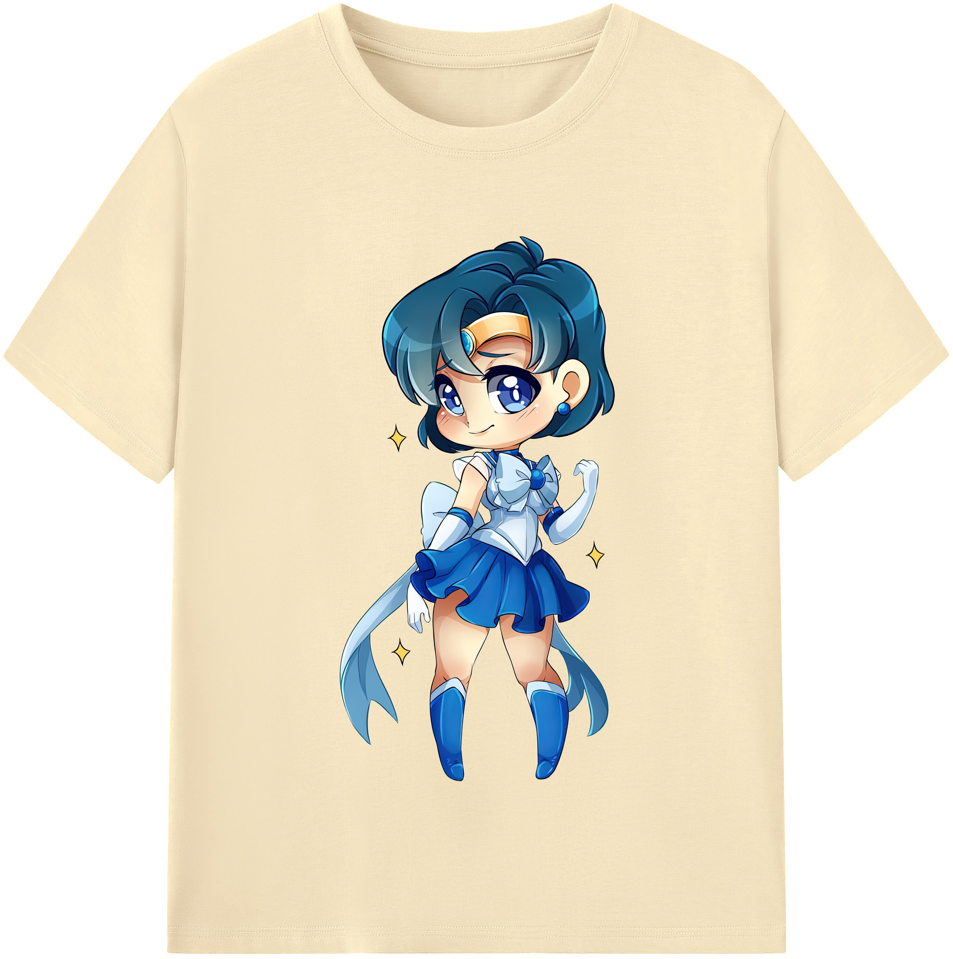 （画像用） 美少女戦士セーラームーン 水野 亜美 みずの あみ Sailor Moon Mizuno Ami 綿100％半袖Tシャツ（フロントプリント）