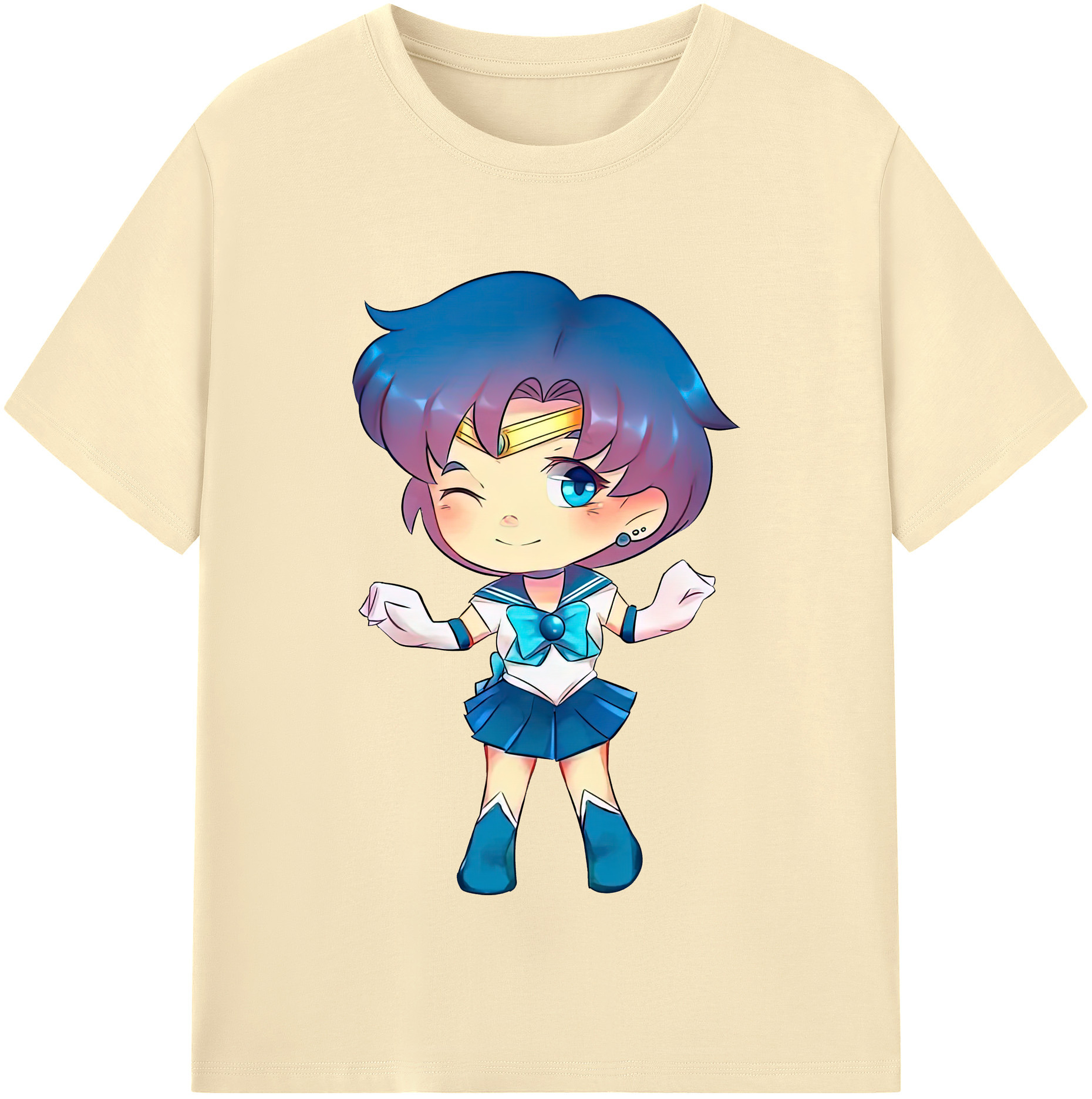 （画像用） 美少女戦士セーラームーン 水野 亜美 みずの あみ Sailor Moon Mizuno Ami 綿100％半袖Tシャツ（フロントプリント）