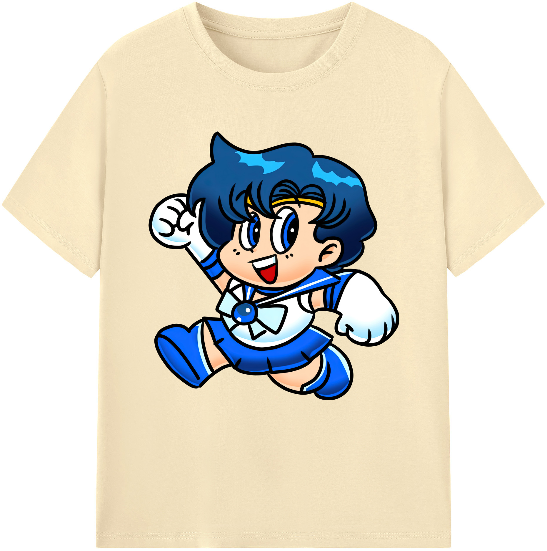 （画像用） 美少女戦士セーラームーン 水野 亜美 みずの あみ Sailor Moon Mizuno Ami 綿100％半袖Tシャツ（フロントプリント）