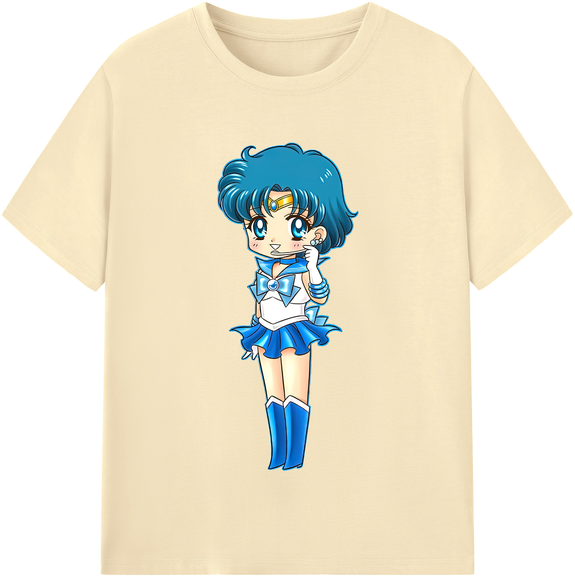 （画像用） 美少女戦士セーラームーン 水野 亜美 みずの あみ Sailor Moon Mizuno Ami 綿100％半袖Tシャツ（フロントプリント）