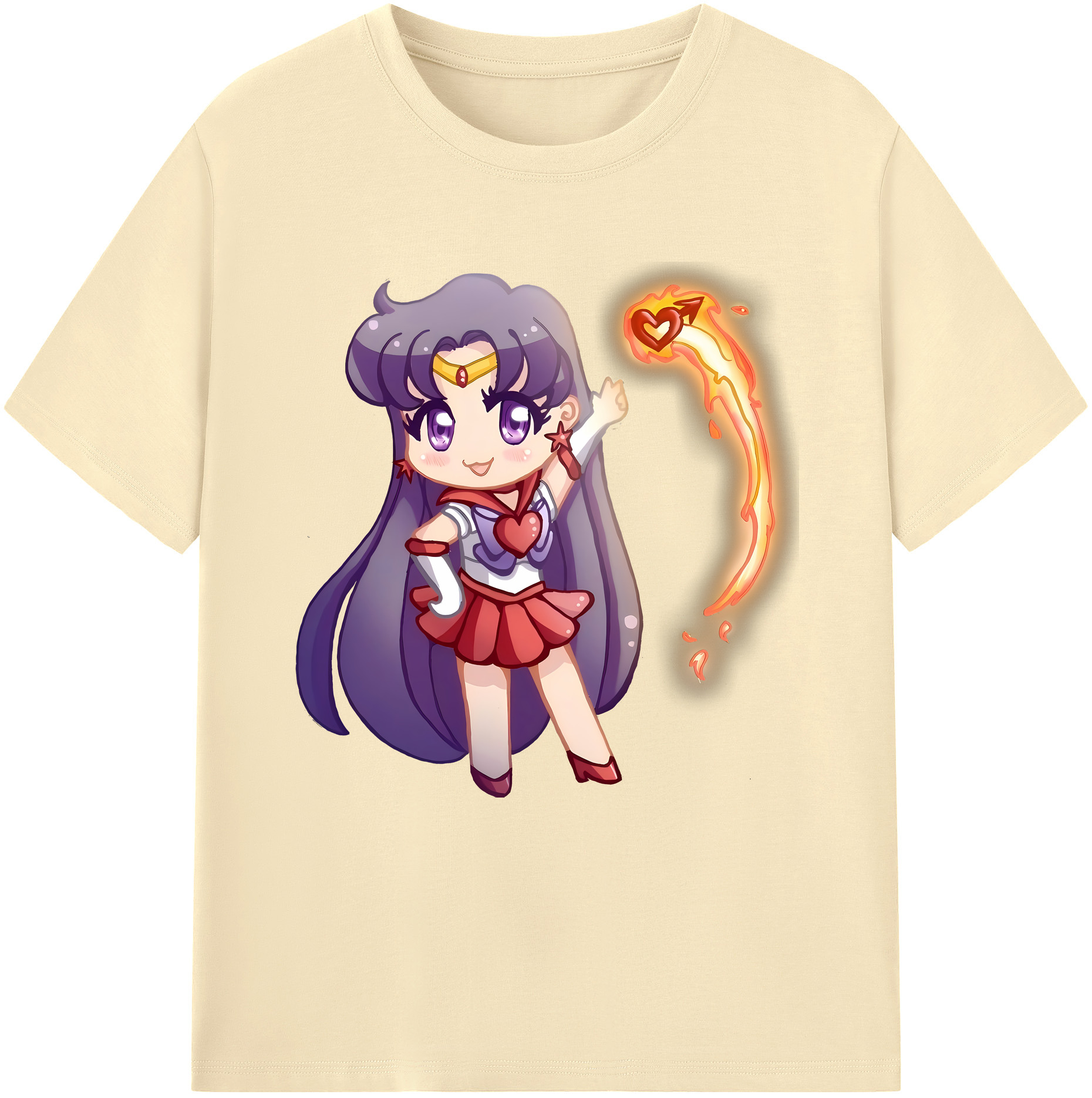 （画像用） 美少女戦士セーラームーン 火野レイ ひの レイ Sailor Moon Hino Rei （セーラーマーズ,Sailor Mars） 綿100％半袖Tシャツ（フロントプリント）