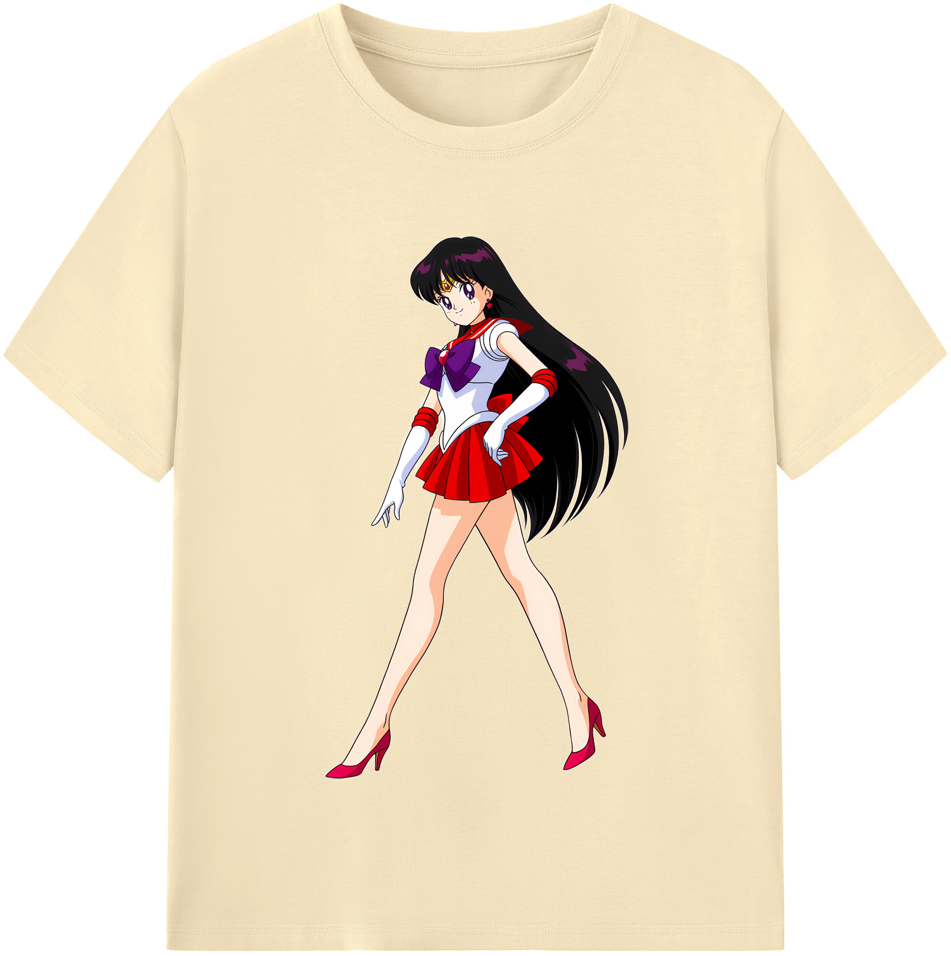 （画像用） 美少女戦士セーラームーン 火野レイ ひの レイ Sailor Moon Hino Rei （セーラーマーズ,Sailor Mars） 綿100％半袖Tシャツ（フロントプリント）