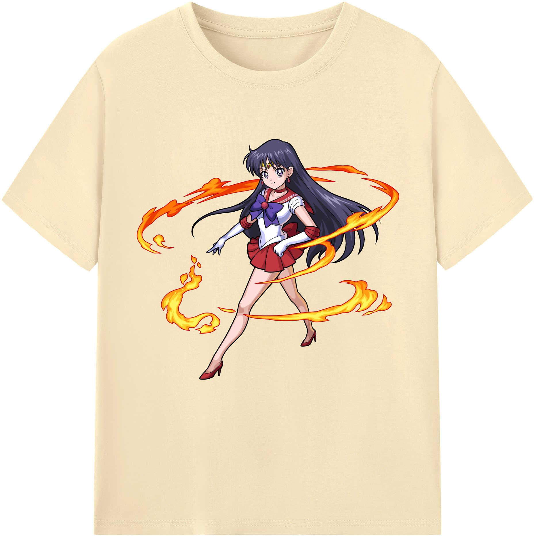 （画像用） 美少女戦士セーラームーン 火野レイ ひの レイ Sailor Moon Hino Rei （セーラーマーズ,Sailor Mars） 綿100％半袖Tシャツ（フロントプリント）
