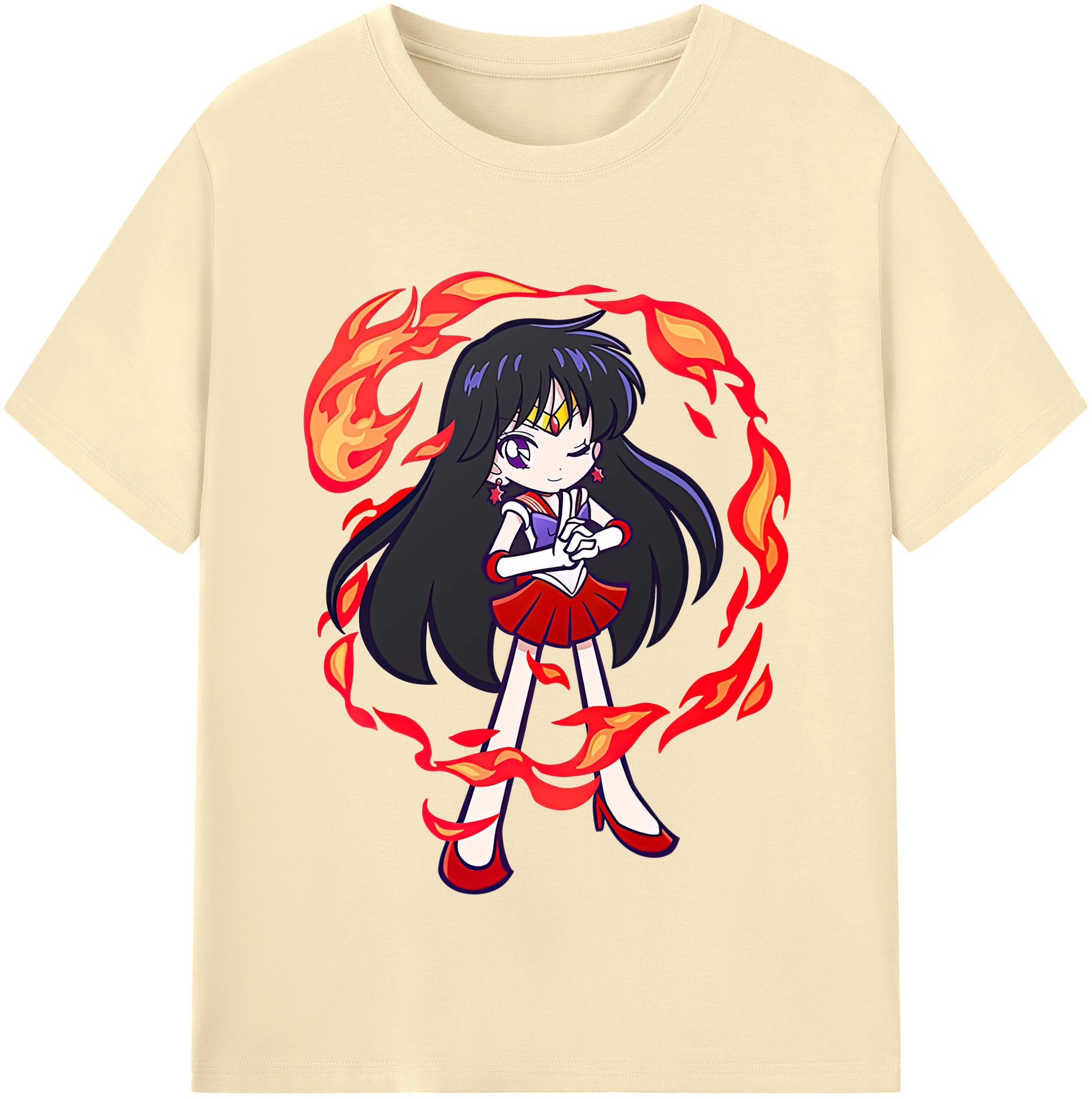 （画像用） 美少女戦士セーラームーン 火野レイ ひの レイ Sailor Moon Hino Rei （セーラーマーズ,Sailor Mars） 綿100％半袖Tシャツ（フロントプリント）