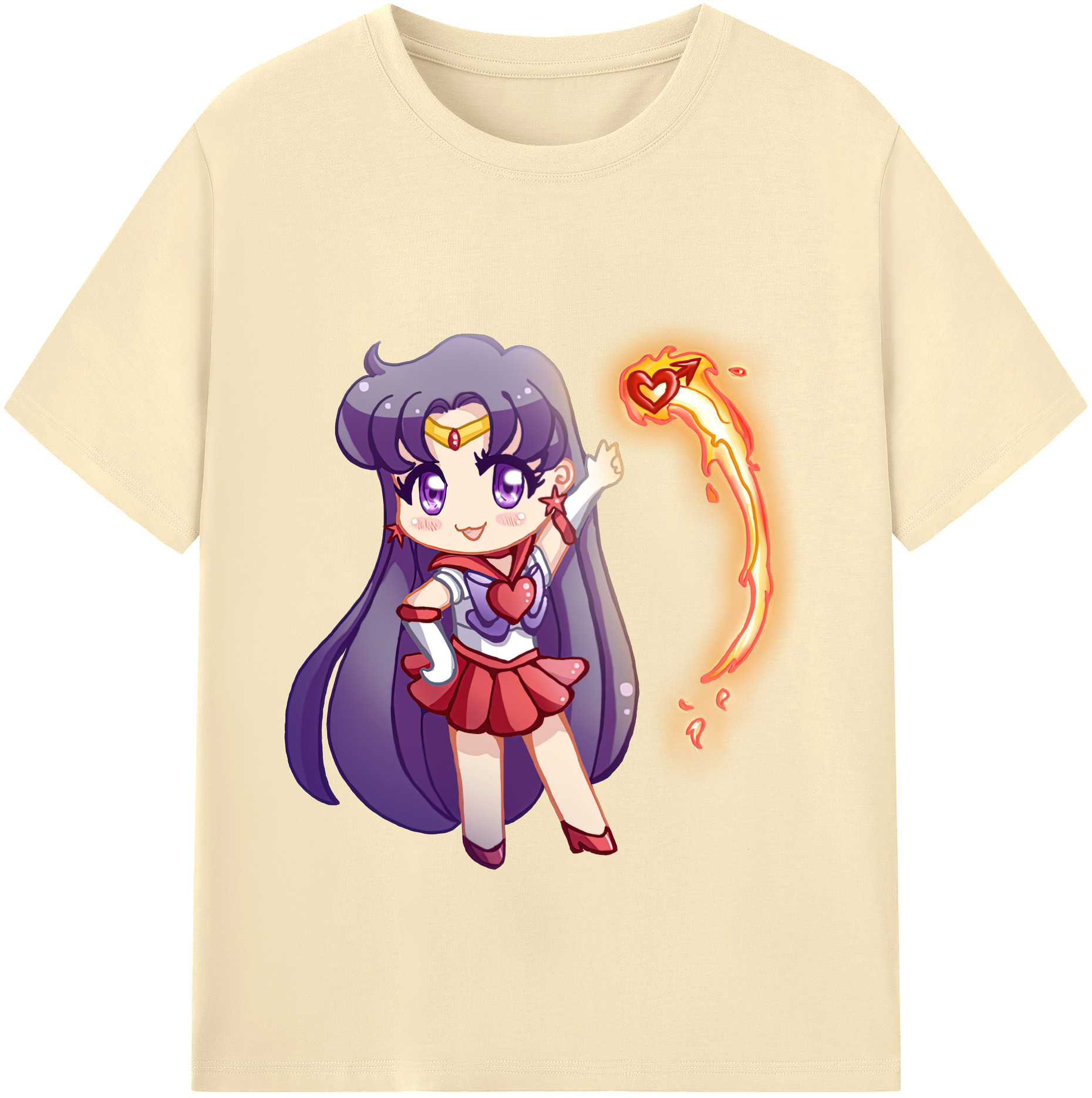 （画像用） 美少女戦士セーラームーン 火野レイ ひの レイ Sailor Moon Hino Rei （セーラーマーズ,Sailor Mars） 綿100％半袖Tシャツ（フロントプリント）