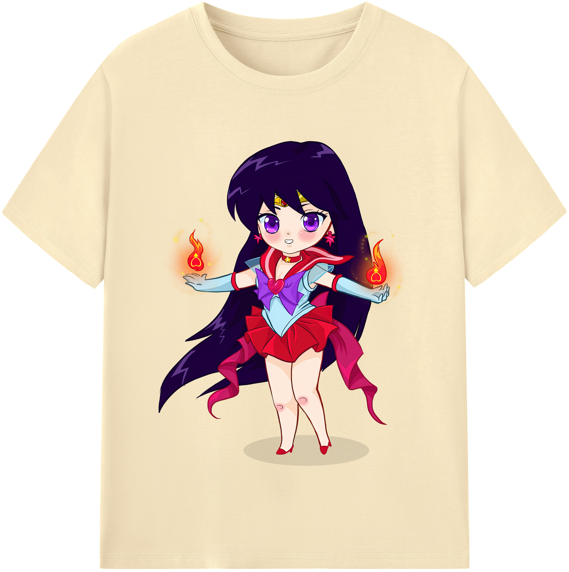 （画像用） 美少女戦士セーラームーン 火野レイ ひの レイ Sailor Moon Hino Rei （セーラーマーズ,Sailor Mars） 綿100％半袖Tシャツ（フロントプリント）