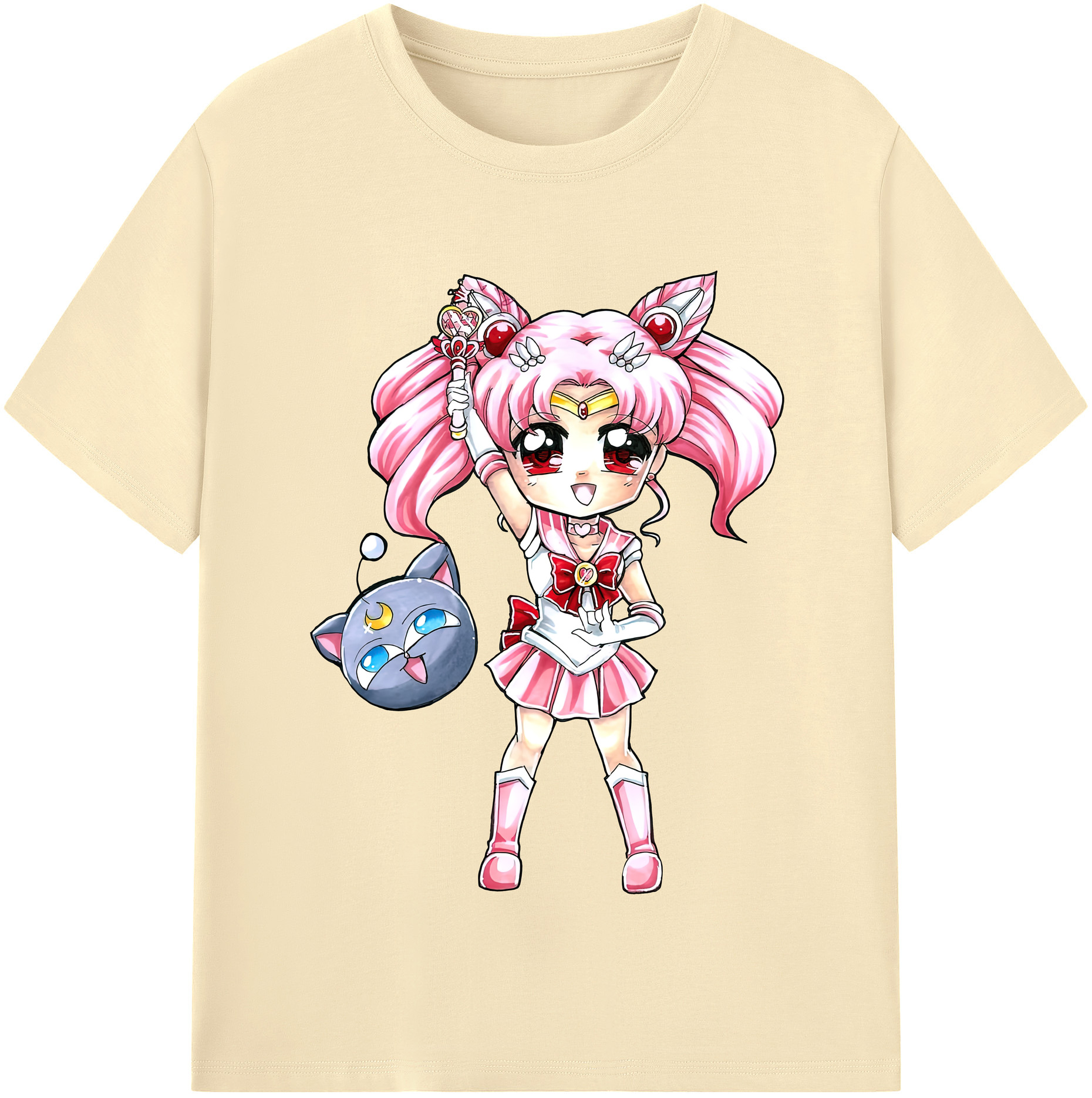 （画像用） 美少女戦士セーラームーン ちびうさ Sailor Moon Chibiusa Tsukino Usagi Small Lady Serenity 綿100％半袖Tシャツ（フロントプリント）