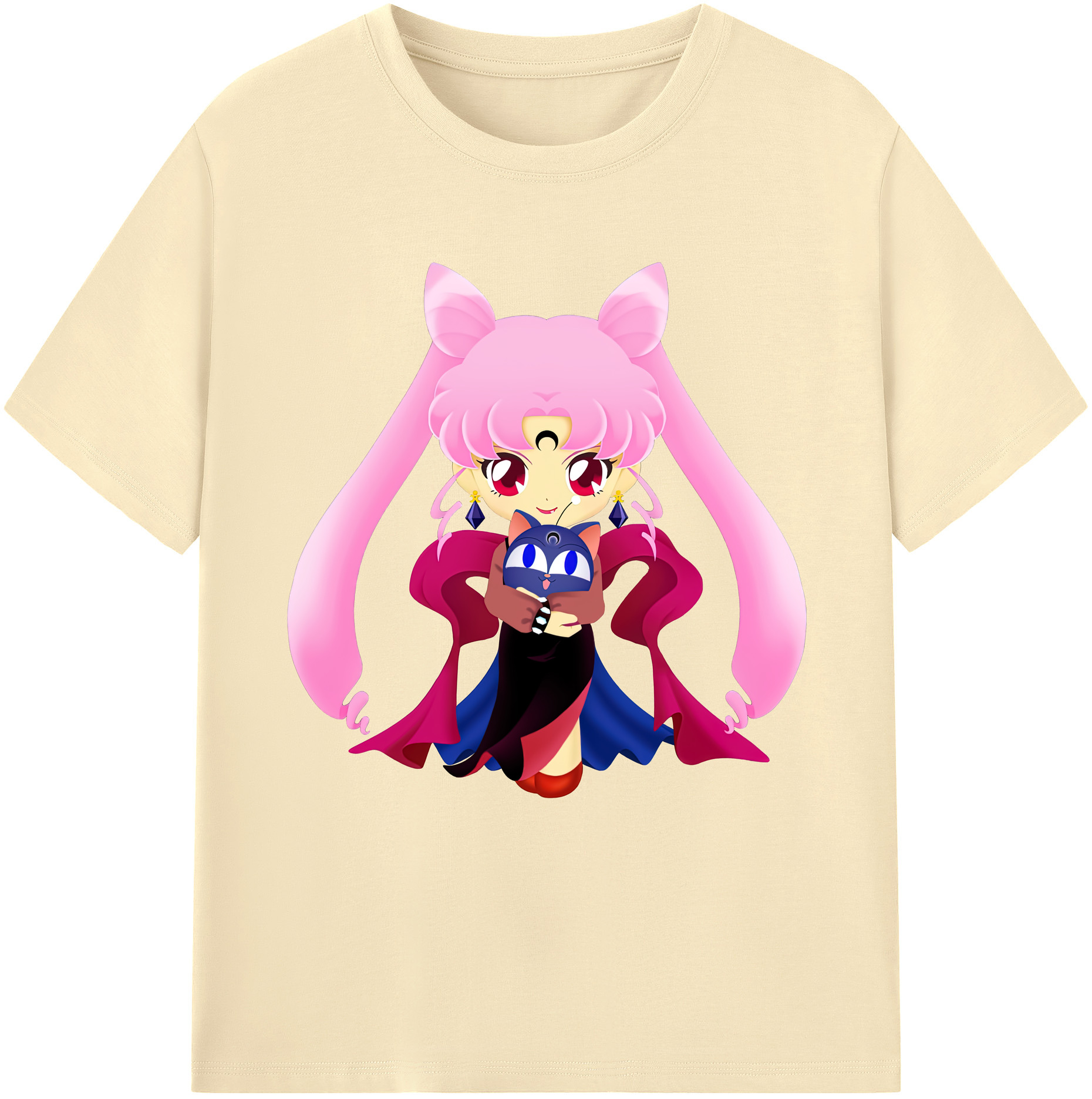 （画像用） 美少女戦士セーラームーン ちびうさ Sailor Moon Chibiusa Tsukino Usagi Small Lady Serenity 綿100％半袖Tシャツ（フロントプリント）