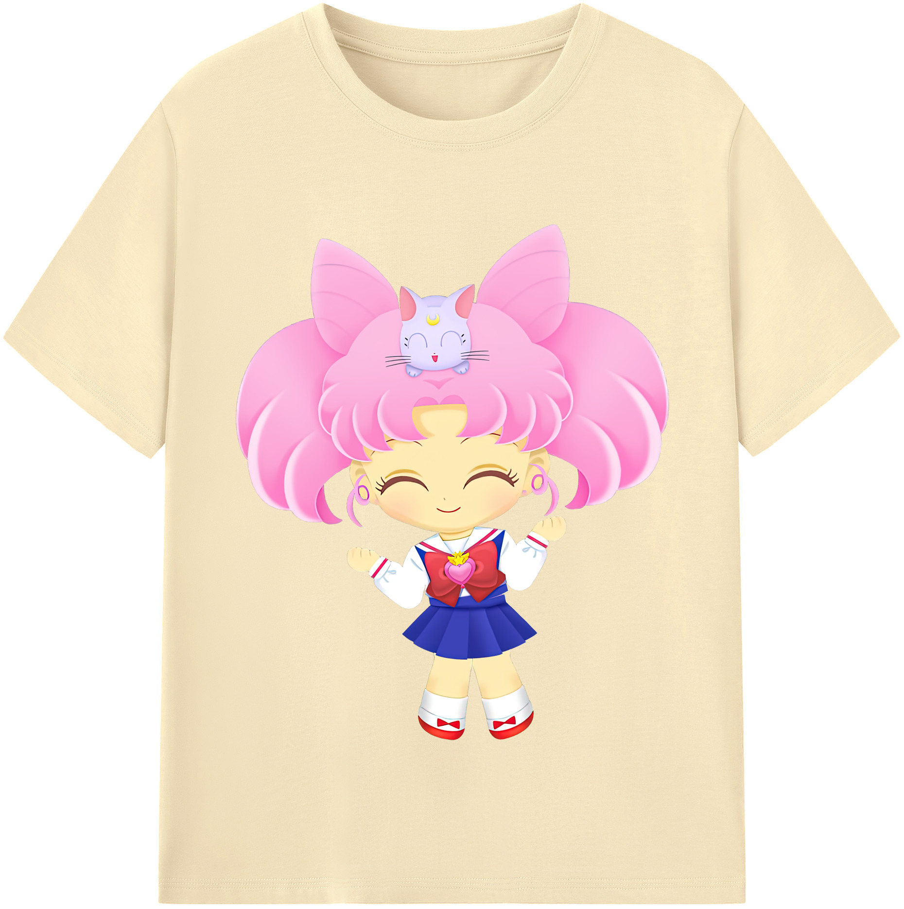 （画像用） 美少女戦士セーラームーン ちびうさ Sailor Moon Chibiusa Tsukino Usagi Small Lady Serenity 綿100％半袖Tシャツ（フロントプリント）