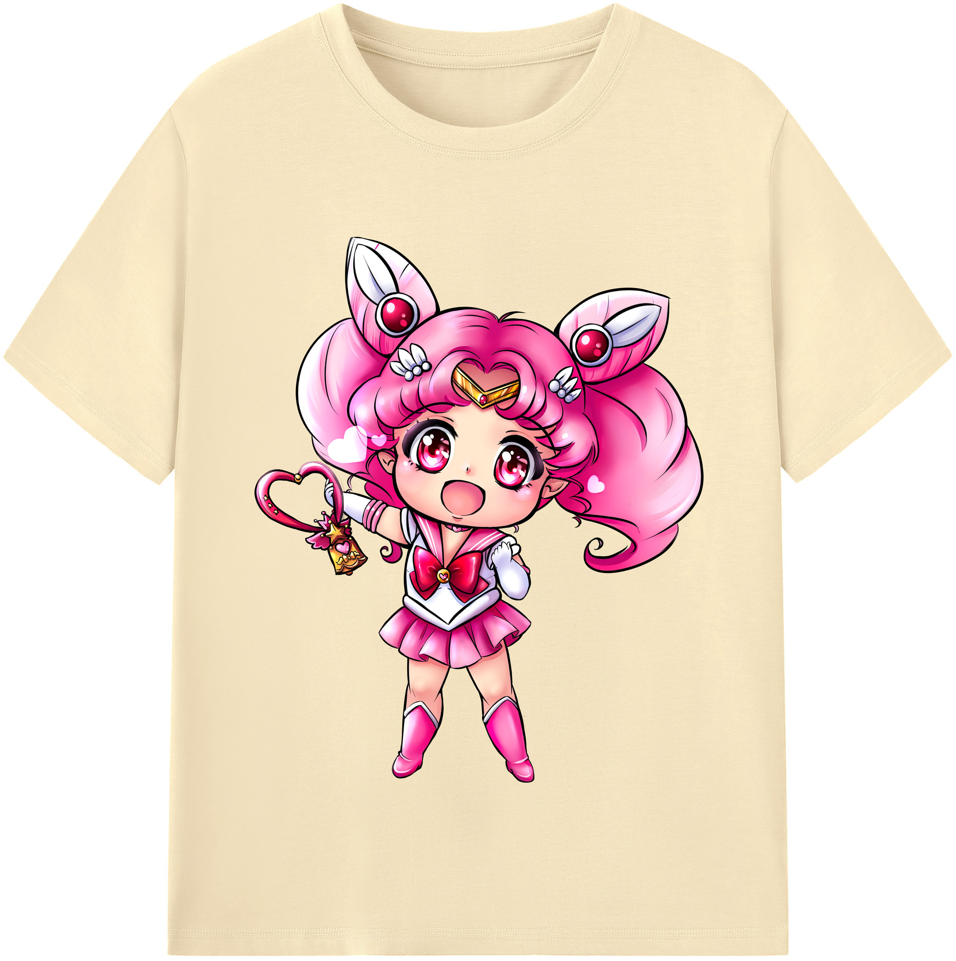 （画像用） 美少女戦士セーラームーン ちびうさ Sailor Moon Chibiusa Tsukino Usagi Small Lady Serenity 綿100％半袖Tシャツ（フロントプリント）