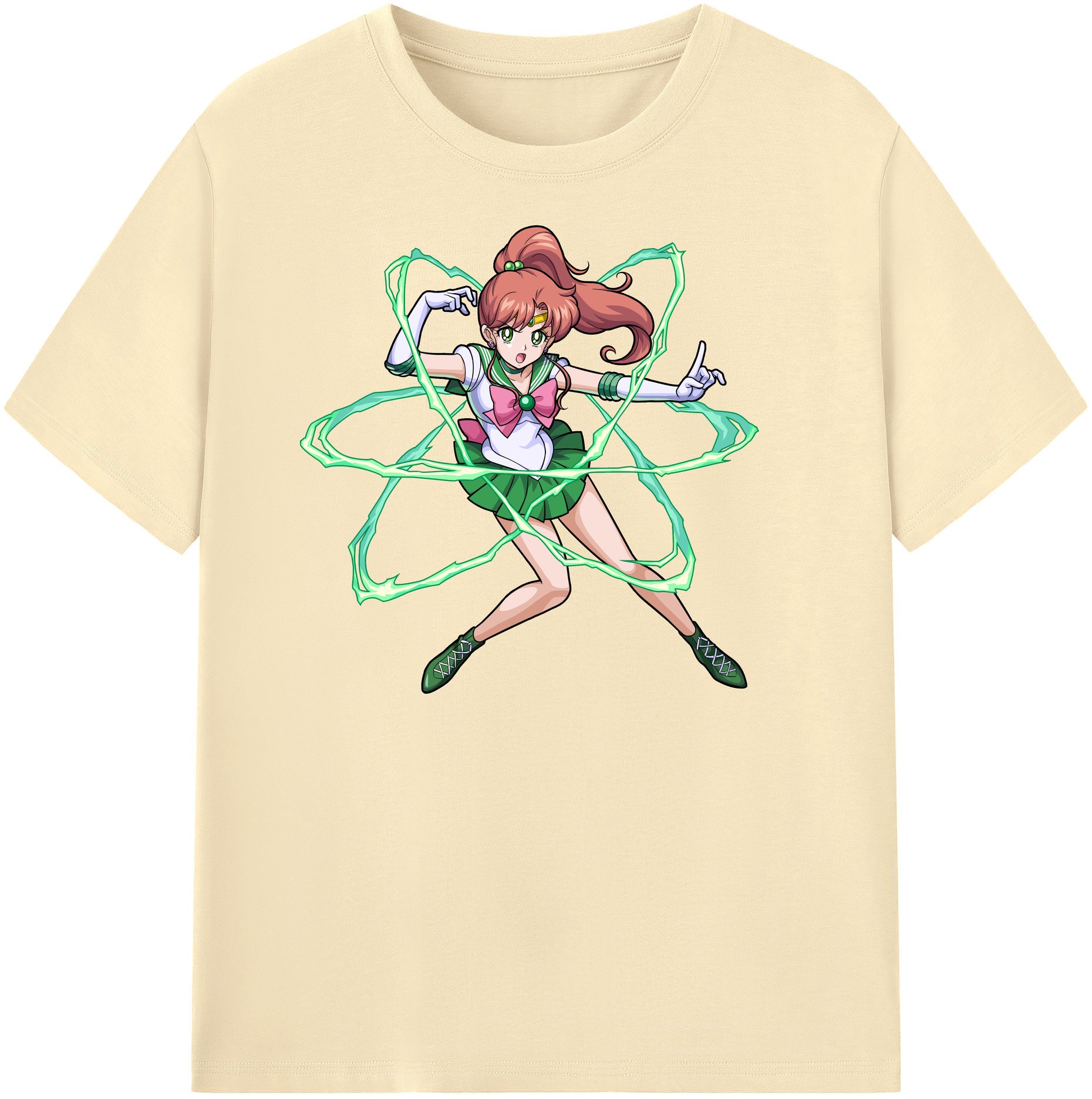 （画像用） 美少女戦士セーラームーン 木野 まこと きの まこと Sailor Moon Kino Makoto （セーラージュピター；Sailor Jupiter） 綿100％半袖Tシャツ（フロントプリント）