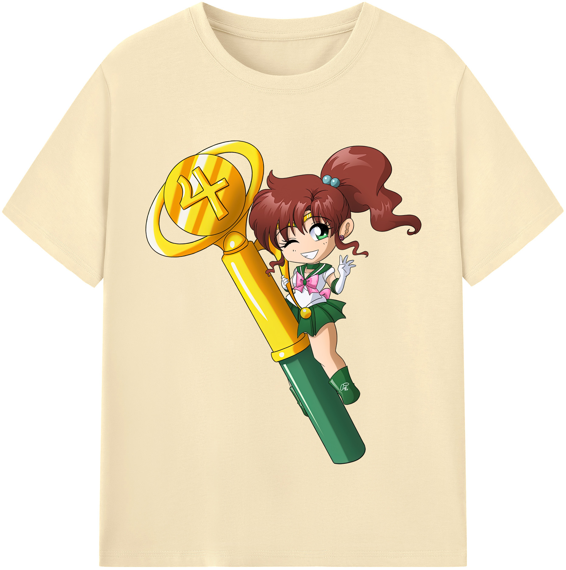 （画像用） 美少女戦士セーラームーン 木野 まこと きの まこと Sailor Moon Kino Makoto （セーラージュピター；Sailor Jupiter） 綿100％半袖Tシャツ（フロントプリント）