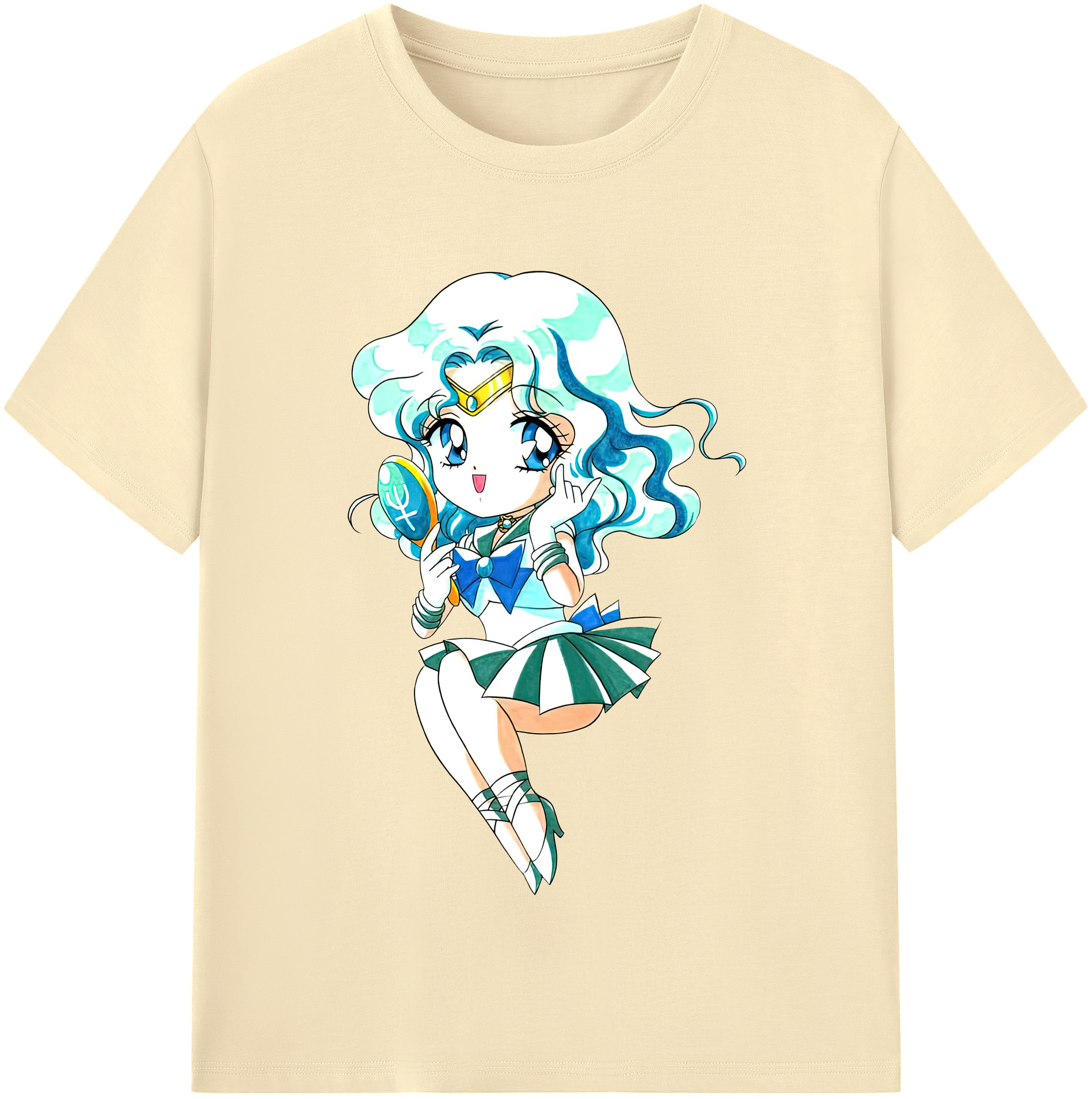 （画像用） 美少女戦士セーラームーン 海王 みちる（かいおう みちる） Sailor Moon Kaiou Michiru 綿100％半袖Tシャツ（フロントプリント）
