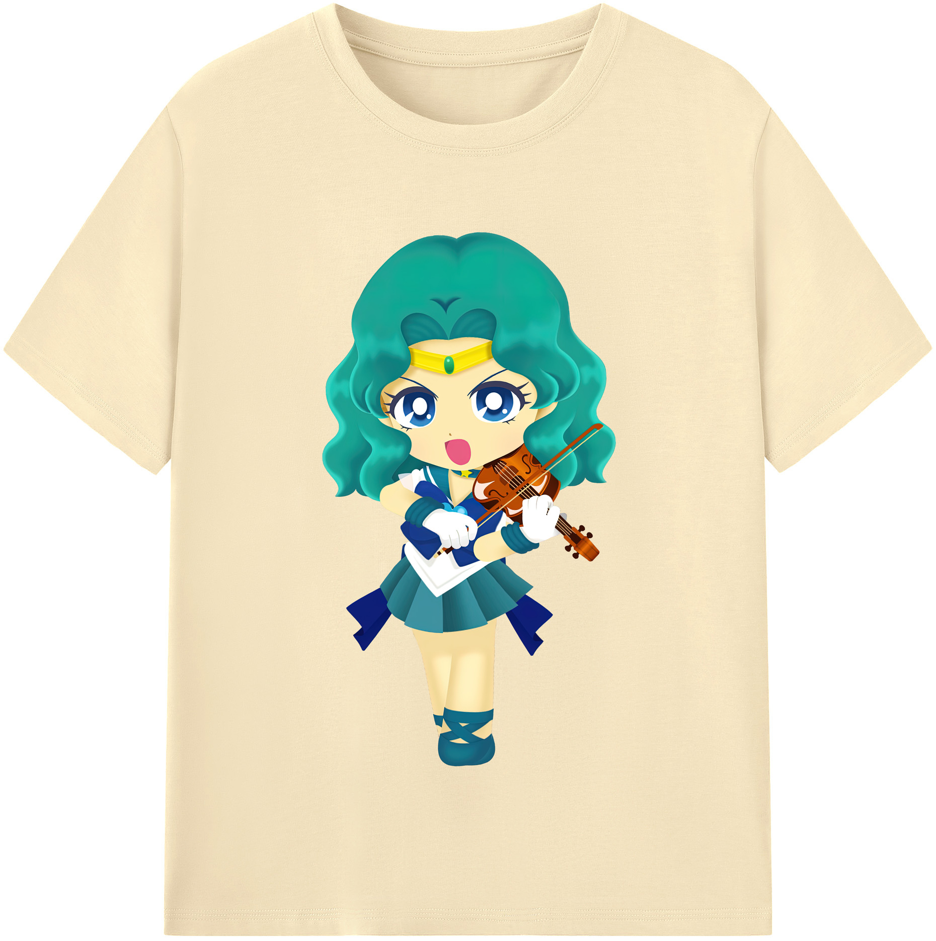 （画像用） 美少女戦士セーラームーン 海王 みちる（かいおう みちる） Sailor Moon Kaiou Michiru 綿100％半袖Tシャツ（フロントプリント）