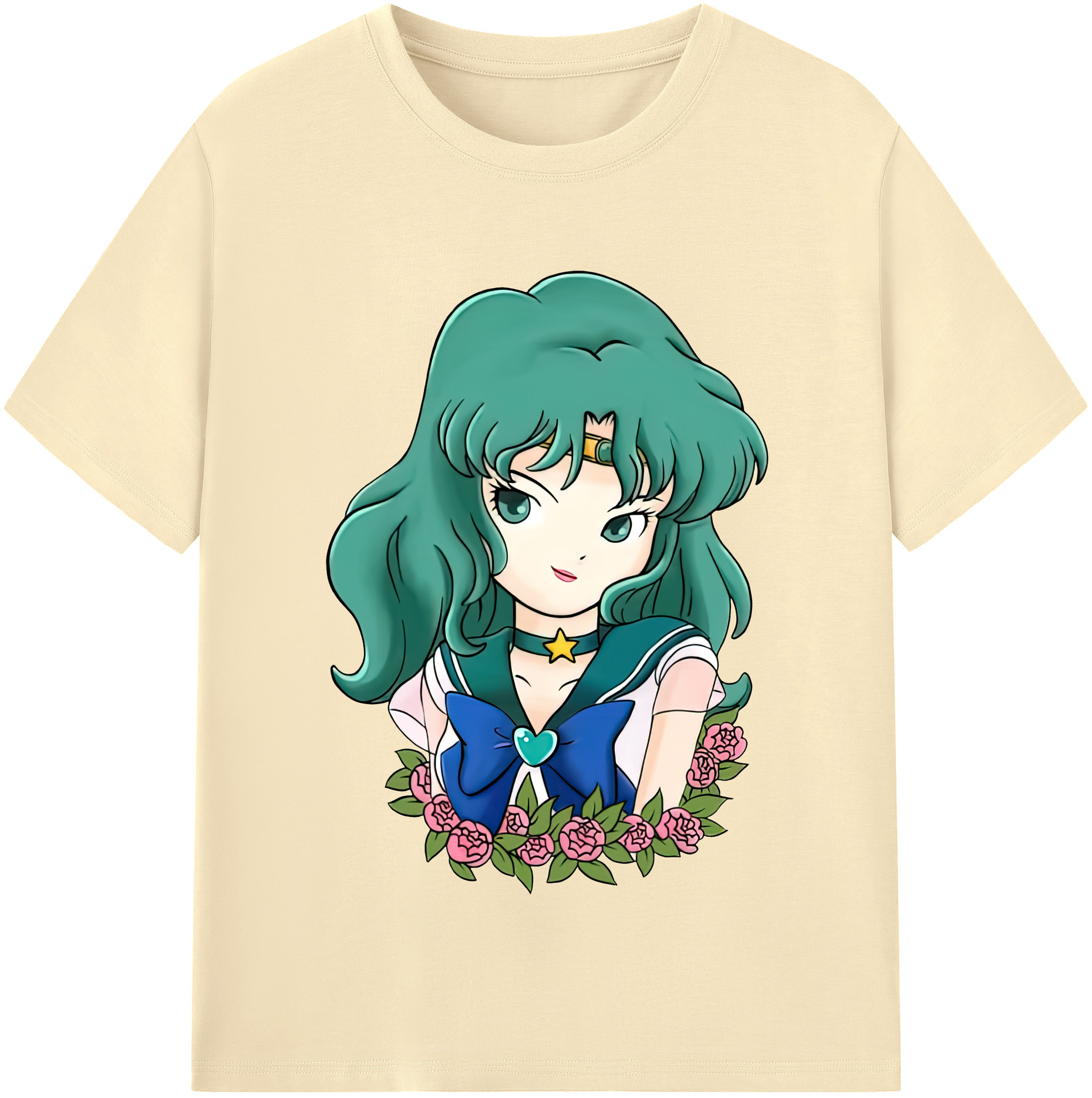 （画像用） 美少女戦士セーラームーン 海王 みちる（かいおう みちる） Sailor Moon Kaiou Michiru 綿100％半袖Tシャツ（フロントプリント）
