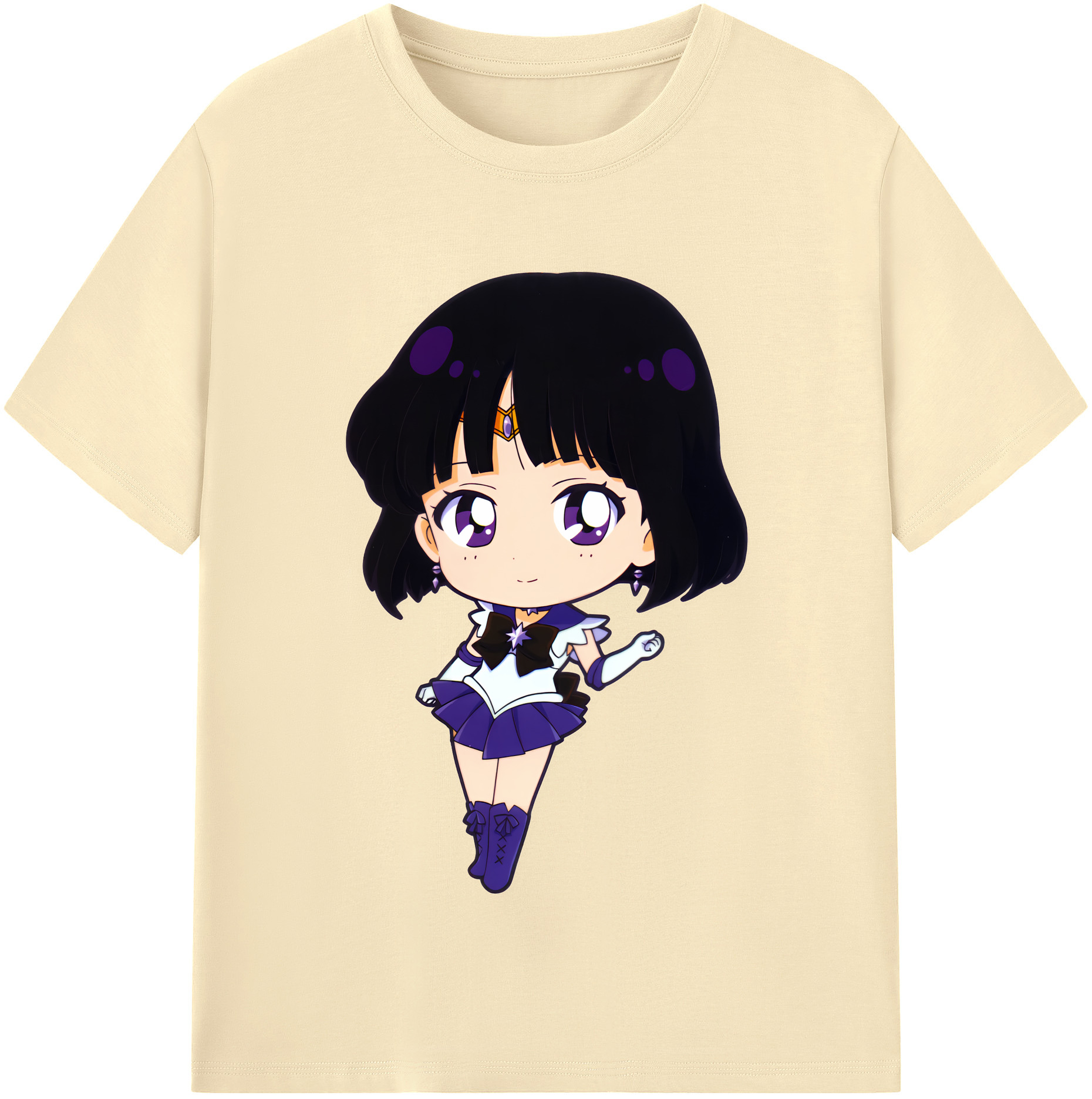 （画像用） 美少女戦士セーラームーン 土萠ほたる Sailor Moon Tomoe Hotaru （セーラーサターン；Sailor Saturn） 綿100％半袖Tシャツ（フロントプリント）
