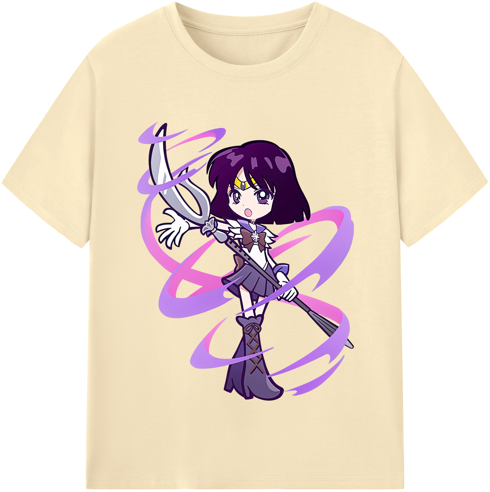 （画像用） 美少女戦士セーラームーン 土萠ほたる Sailor Moon Tomoe Hotaru （セーラーサターン；Sailor Saturn） 綿100％半袖Tシャツ（フロントプリント）