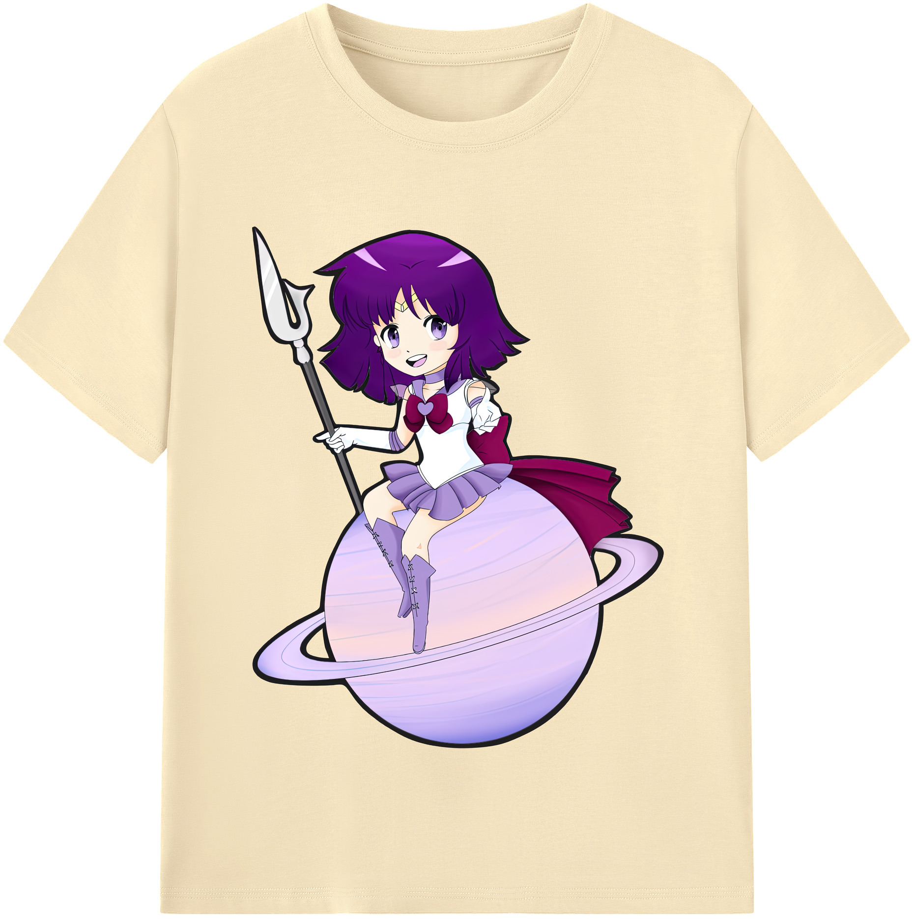 （画像用） 美少女戦士セーラームーン 土萠ほたる Sailor Moon Tomoe Hotaru （セーラーサターン；Sailor Saturn） 綿100％半袖Tシャツ（フロントプリント）