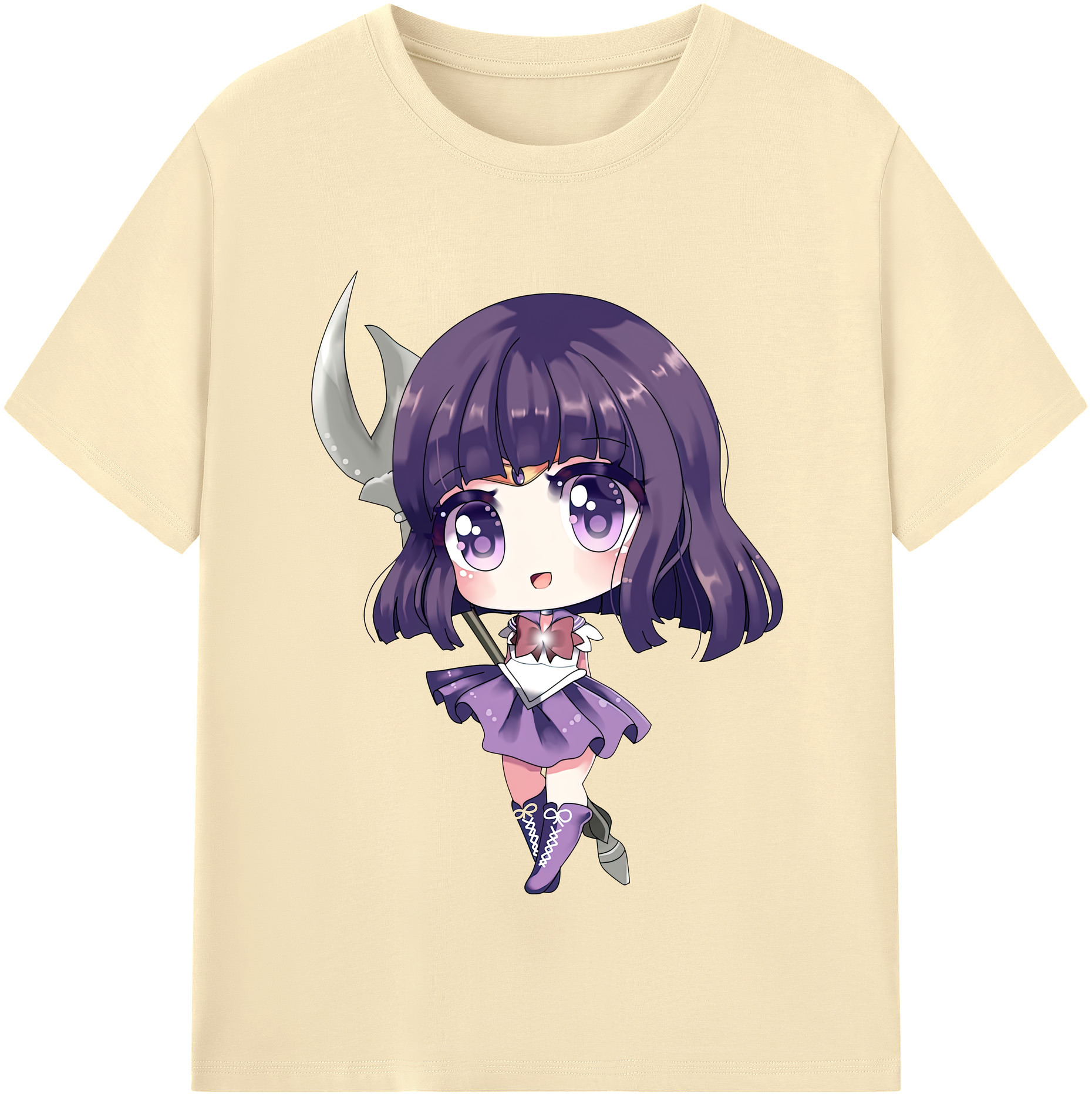 （画像用） 美少女戦士セーラームーン 土萠ほたる Sailor Moon Tomoe Hotaru （セーラーサターン；Sailor Saturn） 綿100％半袖Tシャツ（フロントプリント）