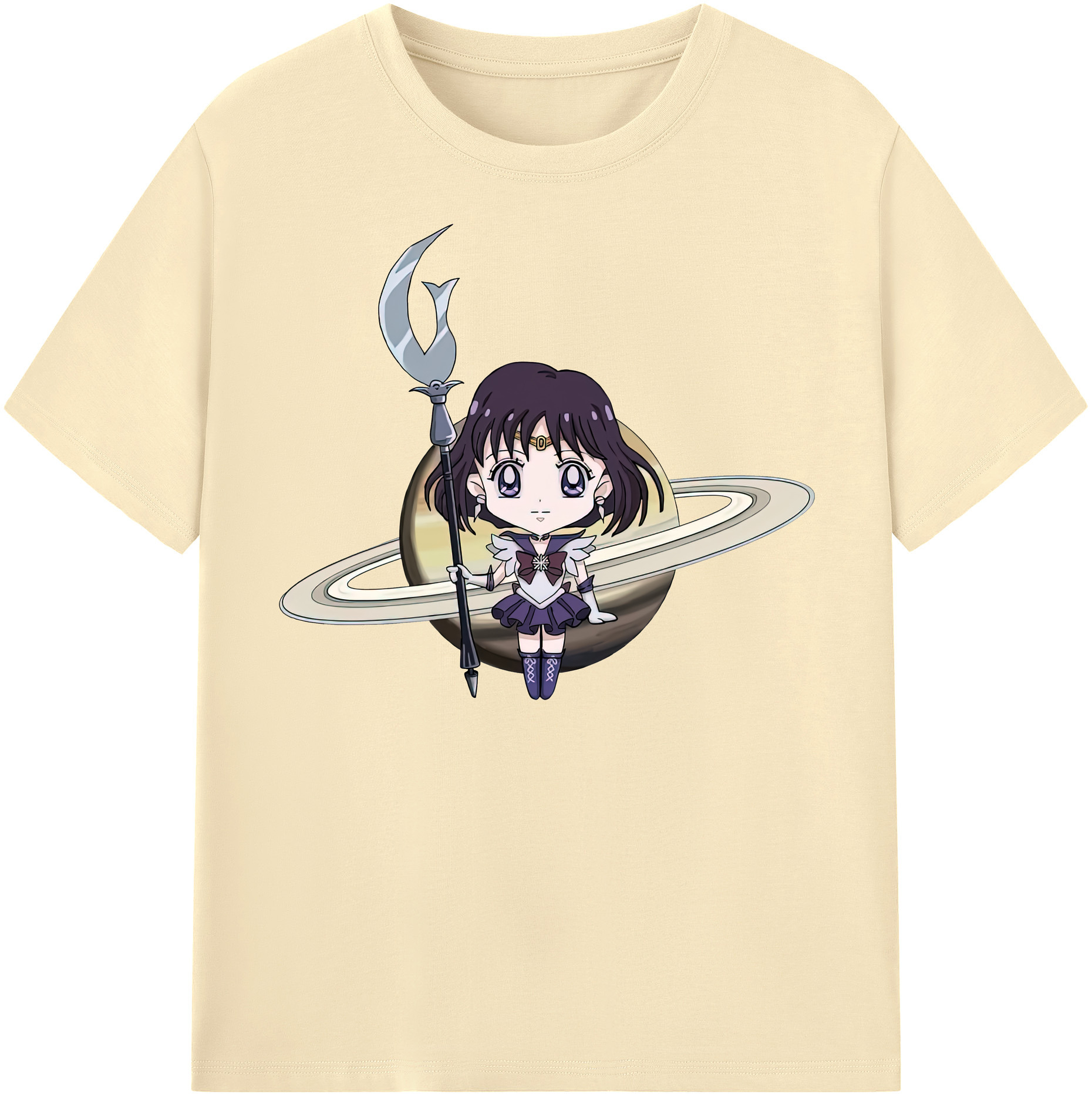 （画像用） 美少女戦士セーラームーン 土萠ほたる Sailor Moon Tomoe Hotaru （セーラーサターン；Sailor Saturn） 綿100％半袖Tシャツ（フロントプリント）