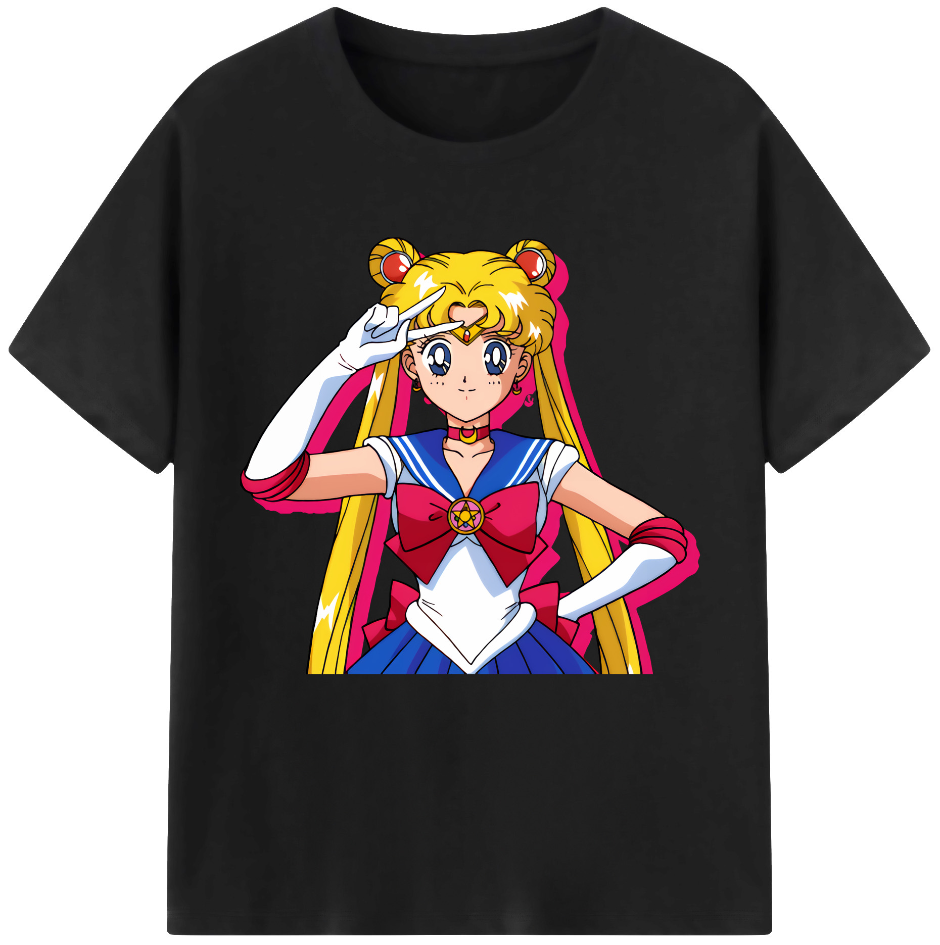 （画像用） 美少女戦士セーラームーン 月野 うさぎ つきの うさぎ Sailor Moon Tsukino Usagi 綿100％半袖Tシャツ（フロントプリント）