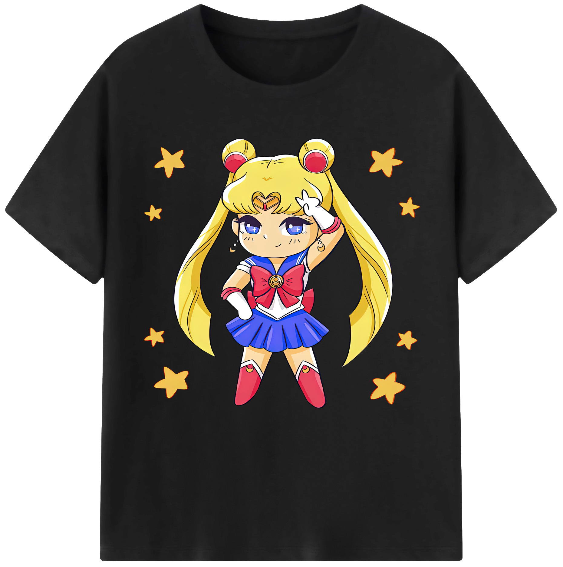 （画像用） 美少女戦士セーラームーン 月野 うさぎ つきの うさぎ Sailor Moon Tsukino Usagi 綿100％半袖Tシャツ（フロントプリント）