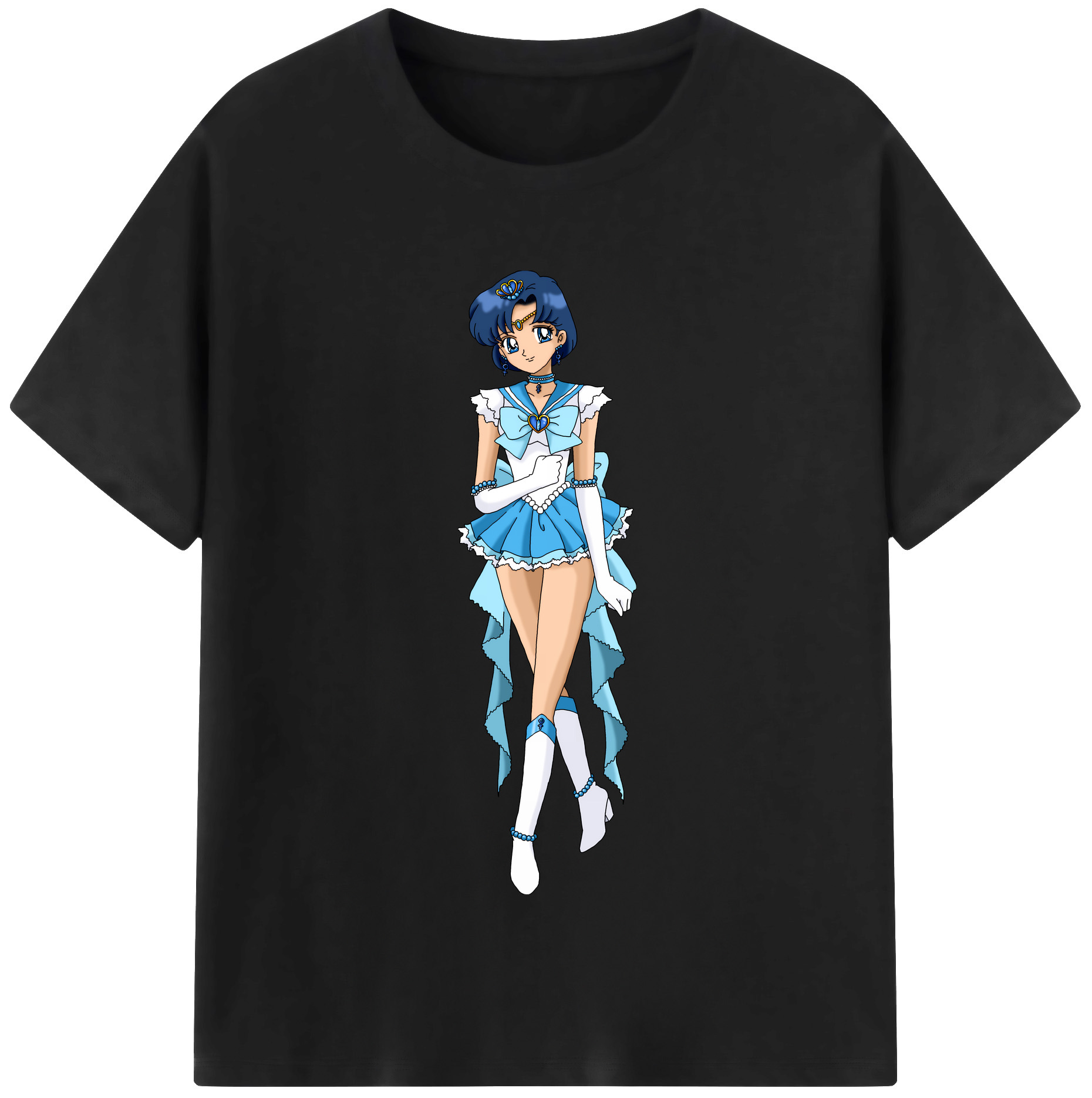 （画像用） 美少女戦士セーラームーン 水野 亜美 みずの あみ Sailor Moon Mizuno Ami 綿100％半袖Tシャツ（フロントプリント）
