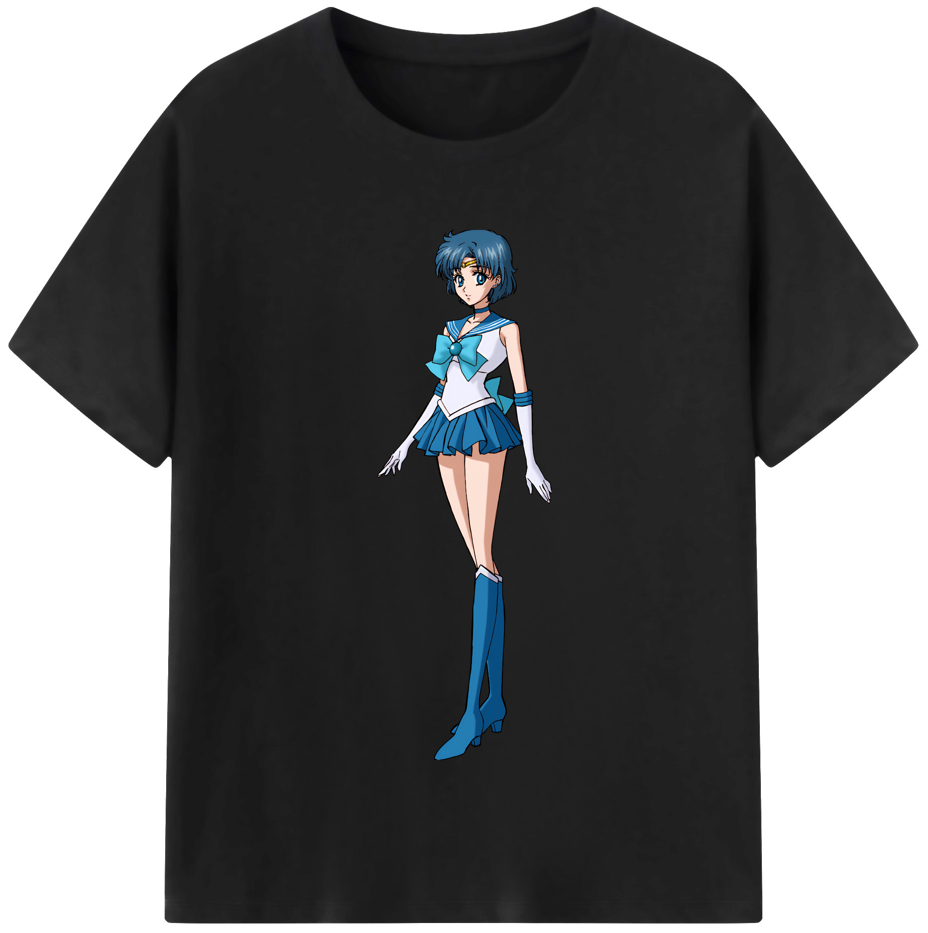（画像用） 美少女戦士セーラームーン 水野 亜美 みずの あみ Sailor Moon Mizuno Ami 綿100％半袖Tシャツ（フロントプリント）