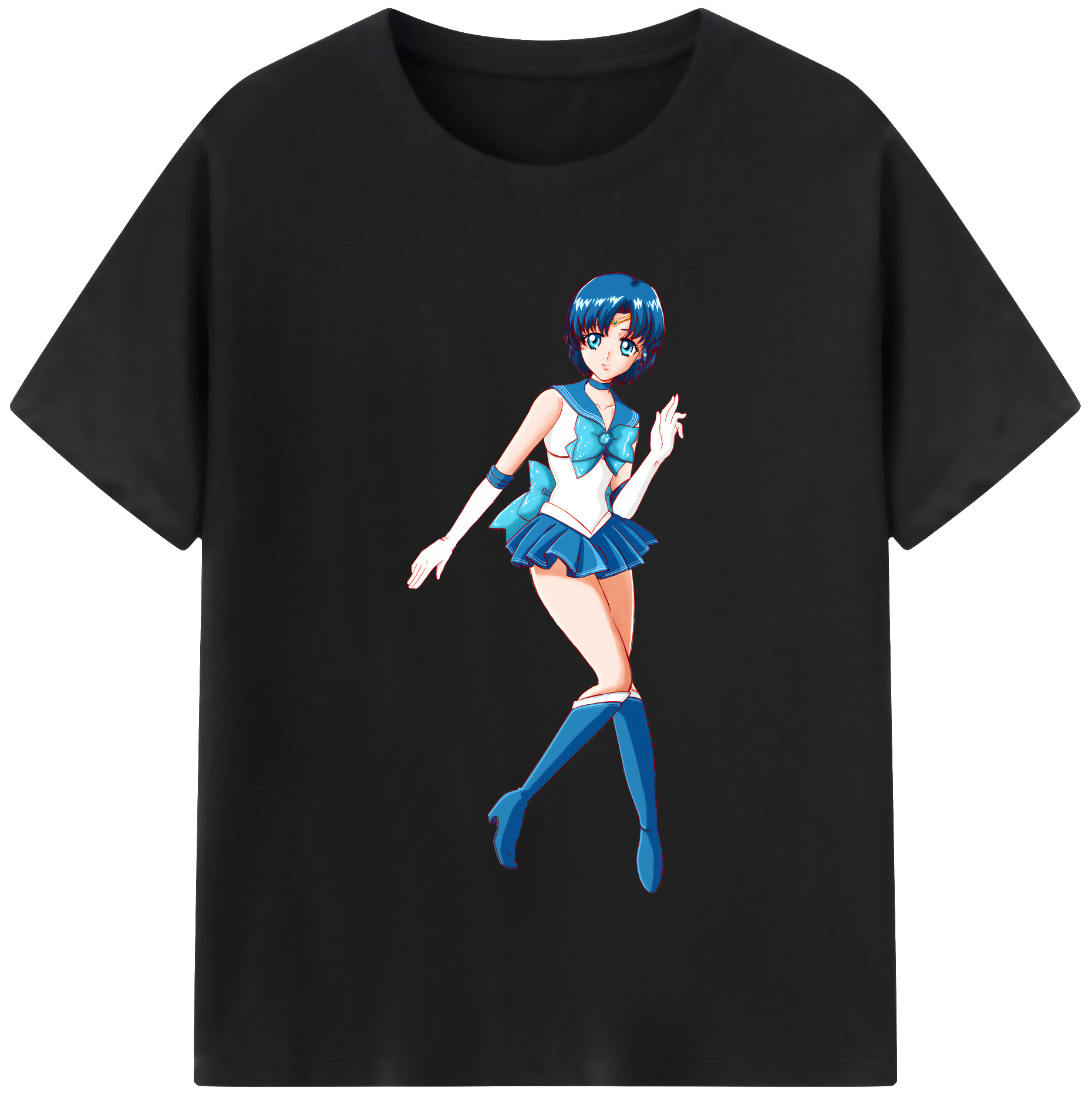 （画像用） 美少女戦士セーラームーン 水野 亜美 みずの あみ Sailor Moon Mizuno Ami 綿100％半袖Tシャツ（フロントプリント）