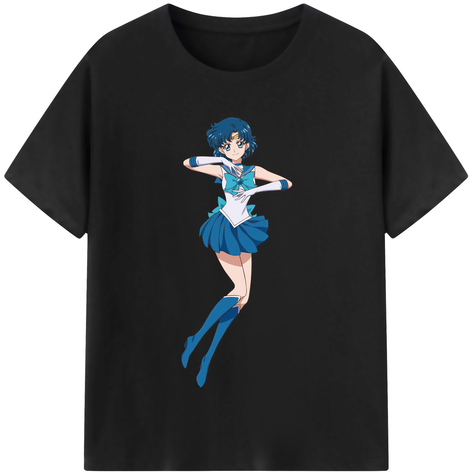 （画像用） 美少女戦士セーラームーン 水野 亜美 みずの あみ Sailor Moon Mizuno Ami 綿100％半袖Tシャツ（フロントプリント）