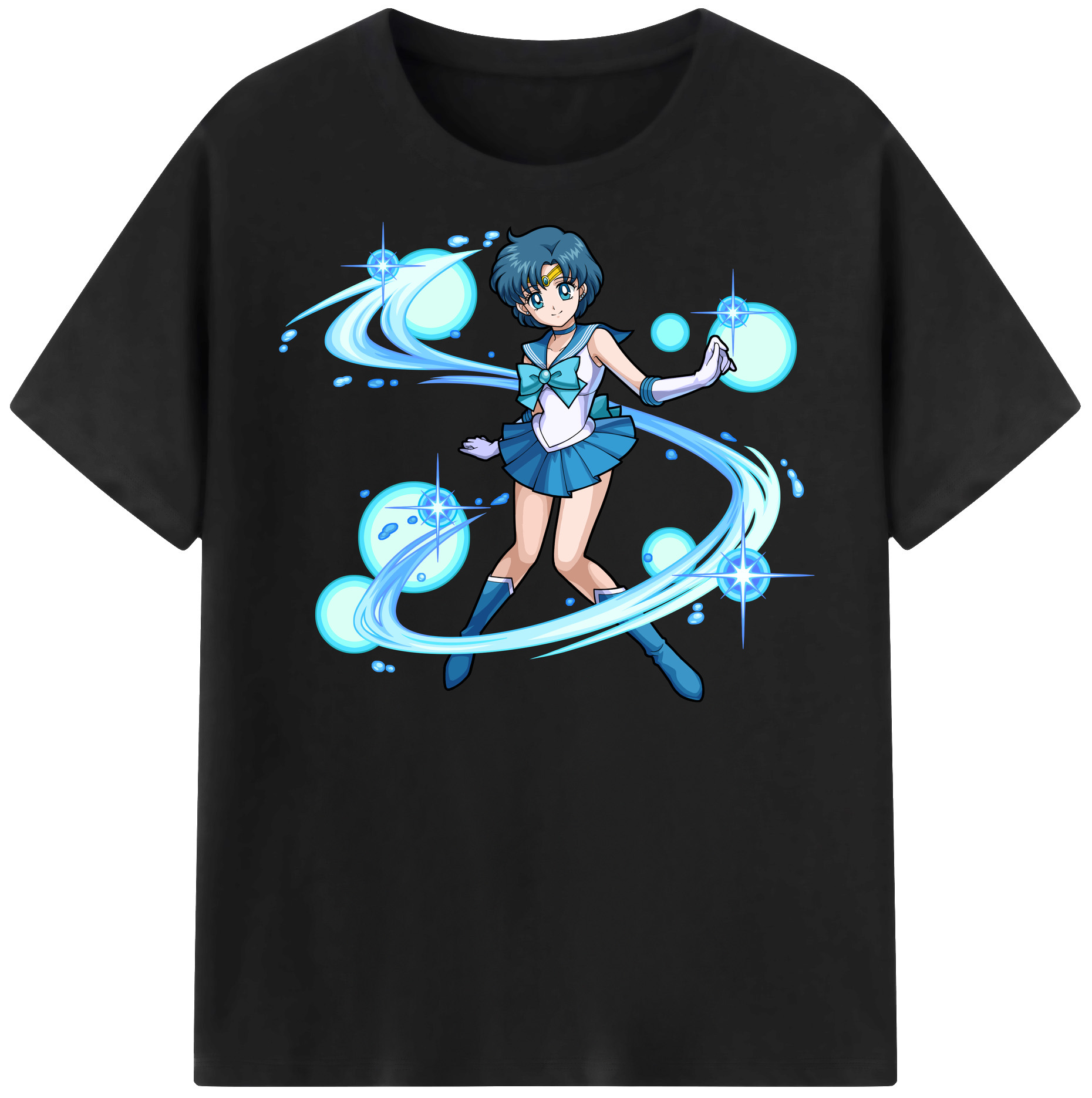 （画像用） 美少女戦士セーラームーン 水野 亜美 みずの あみ Sailor Moon Mizuno Ami 綿100％半袖Tシャツ（フロントプリント）