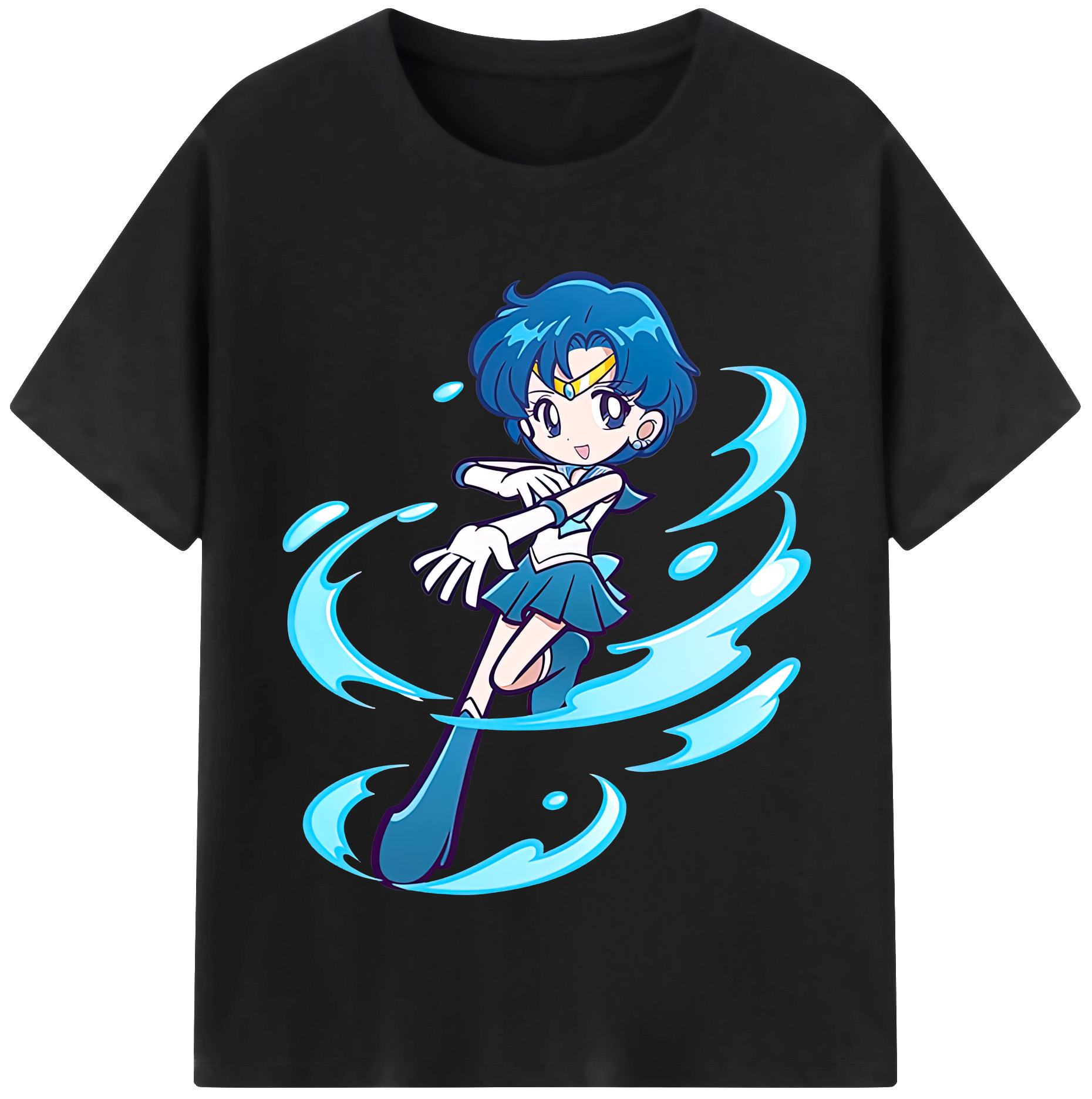 （画像用） 美少女戦士セーラームーン 水野 亜美 みずの あみ Sailor Moon Mizuno Ami 綿100％半袖Tシャツ（フロントプリント）