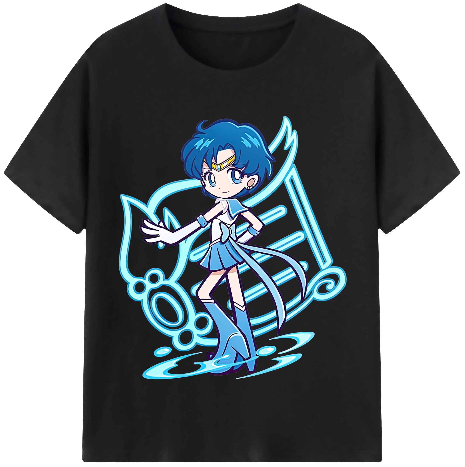 （画像用） 美少女戦士セーラームーン 水野 亜美 みずの あみ Sailor Moon Mizuno Ami 綿100％半袖Tシャツ（フロントプリント）