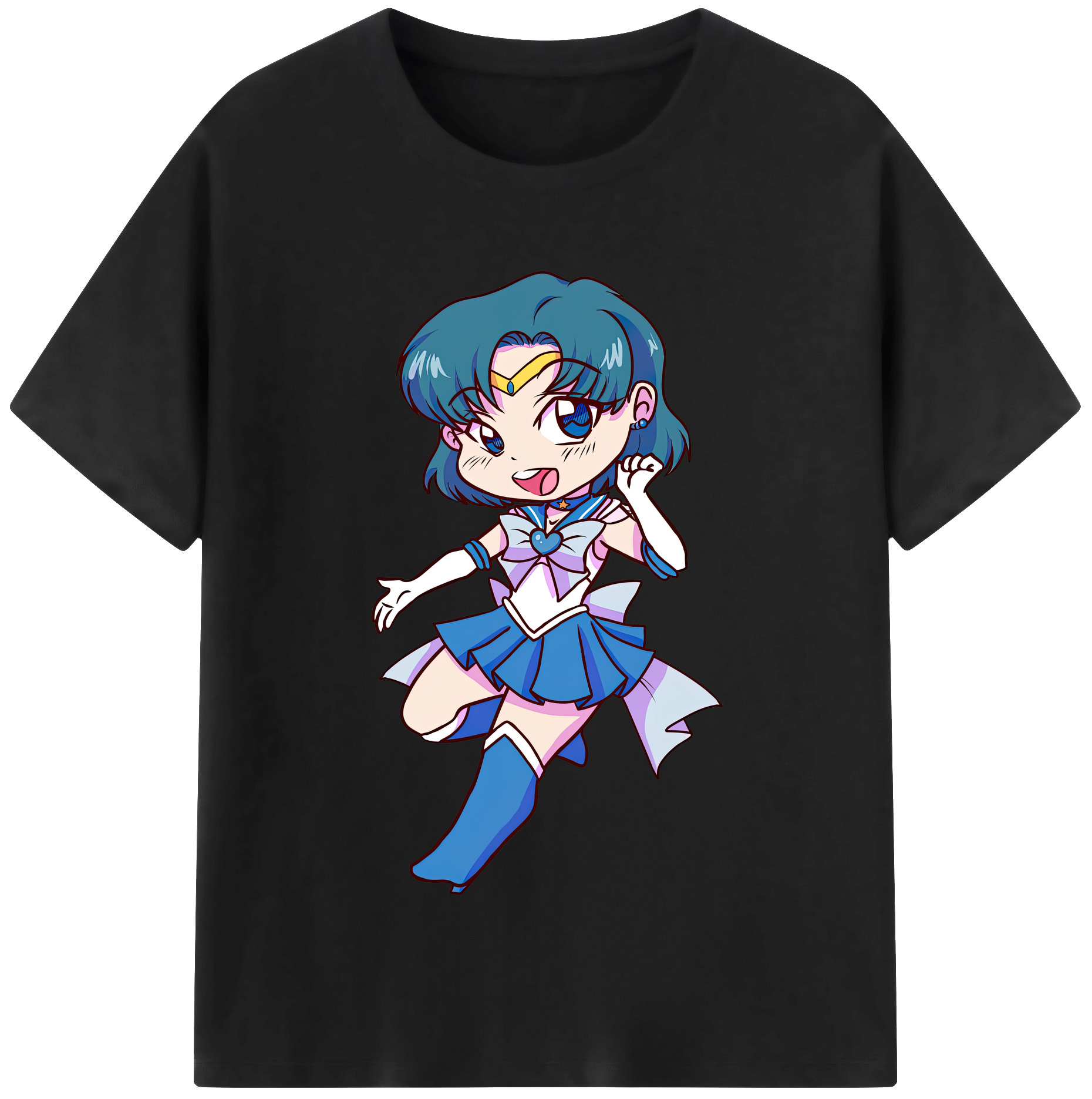 （画像用） 美少女戦士セーラームーン 水野 亜美 みずの あみ Sailor Moon Mizuno Ami 綿100％半袖Tシャツ（フロントプリント）