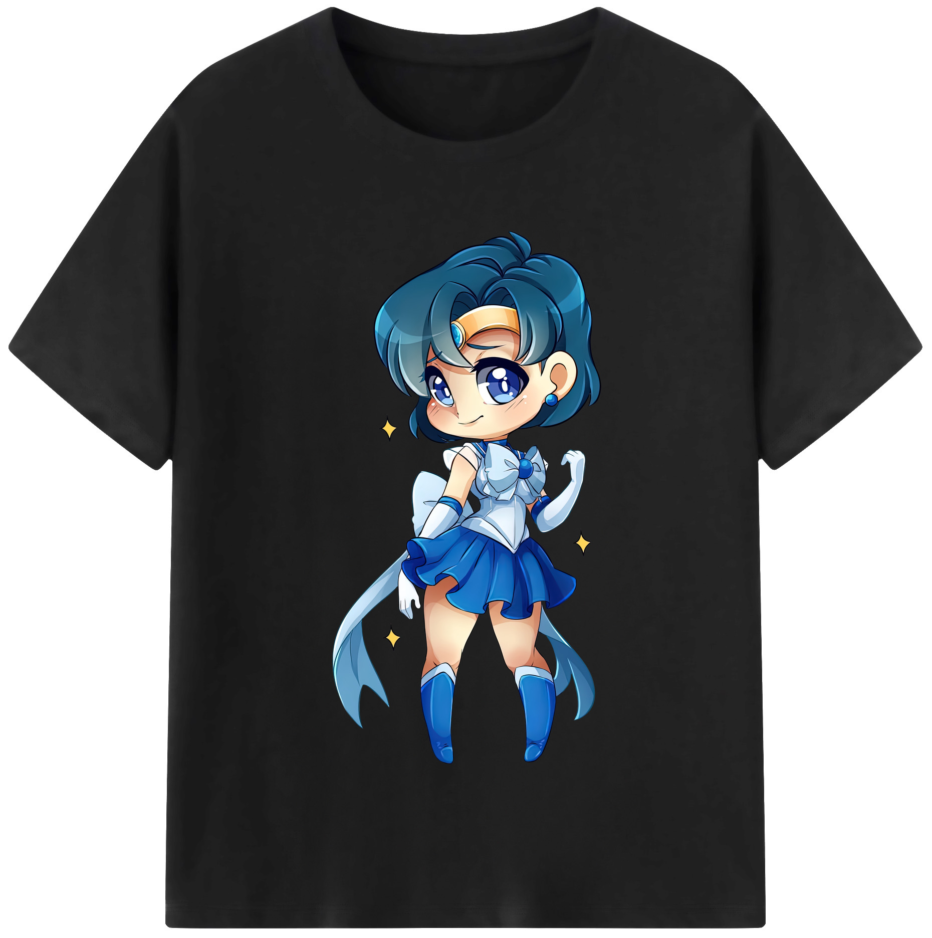 （画像用） 美少女戦士セーラームーン 水野 亜美 みずの あみ Sailor Moon Mizuno Ami 綿100％半袖Tシャツ（フロントプリント）