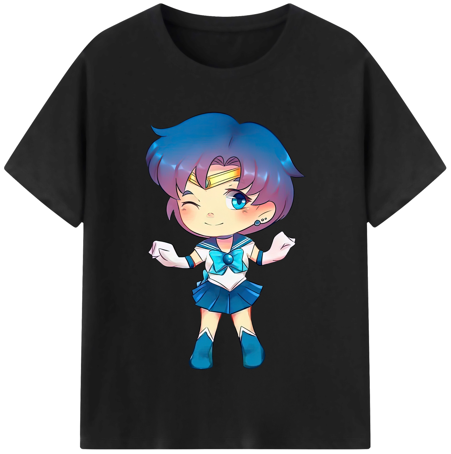 （画像用） 美少女戦士セーラームーン 水野 亜美 みずの あみ Sailor Moon Mizuno Ami 綿100％半袖Tシャツ（フロントプリント）