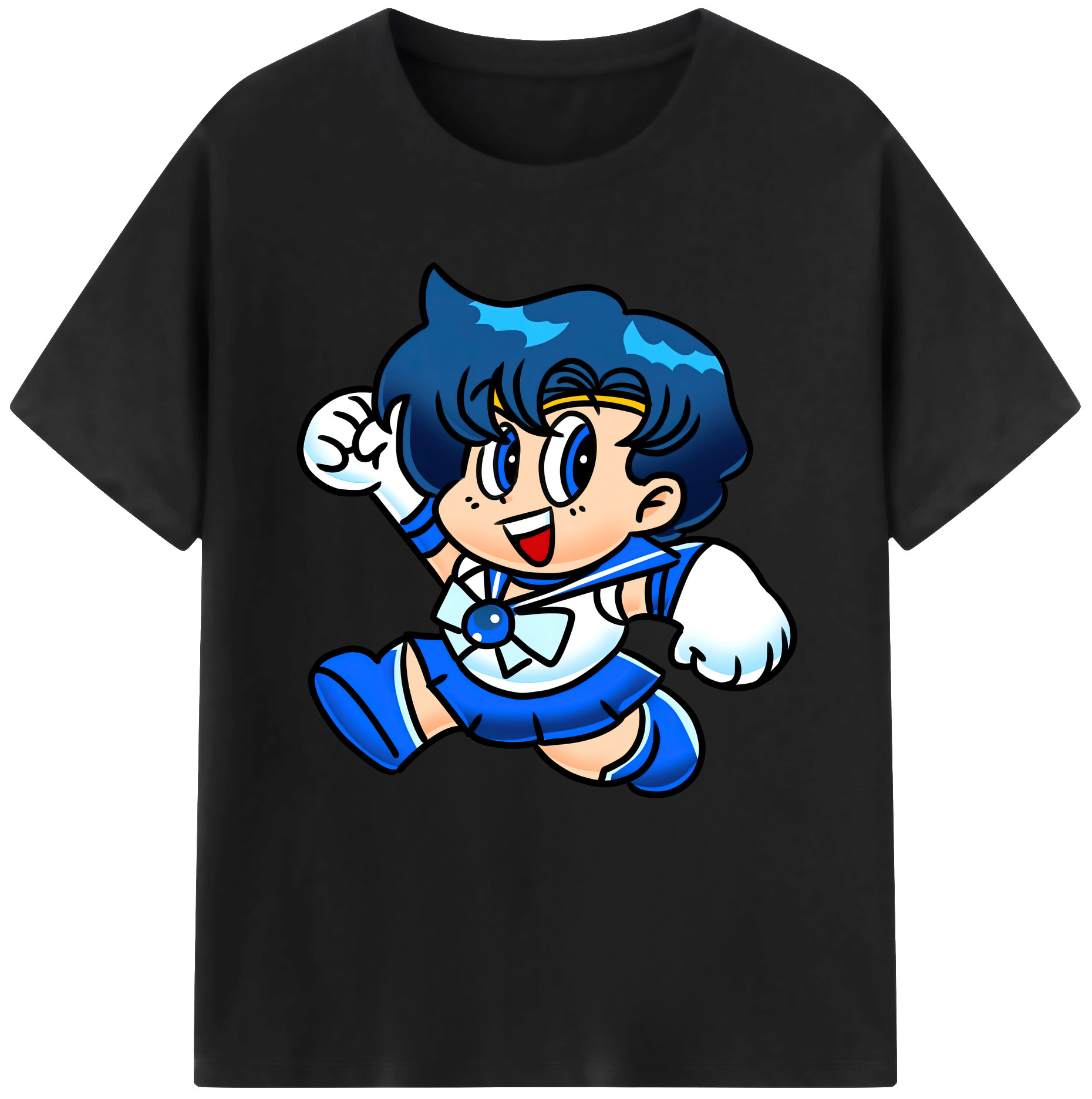 （画像用） 美少女戦士セーラームーン 水野 亜美 みずの あみ Sailor Moon Mizuno Ami 綿100％半袖Tシャツ（フロントプリント）