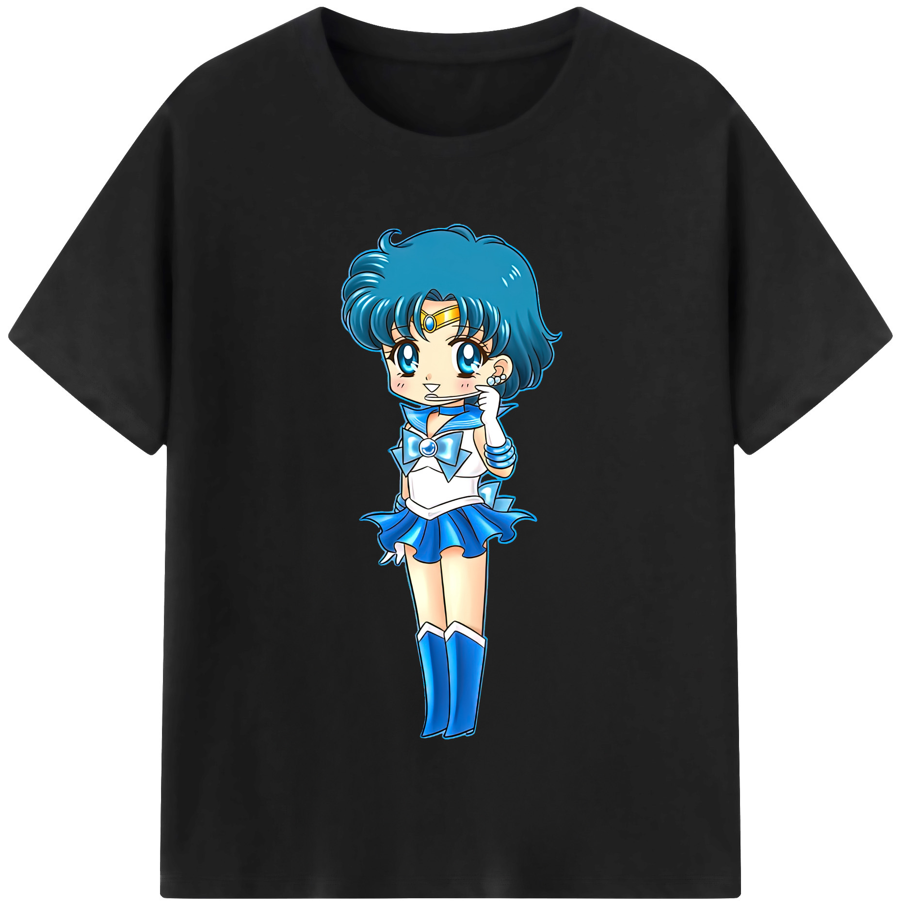 （画像用） 美少女戦士セーラームーン 水野 亜美 みずの あみ Sailor Moon Mizuno Ami 綿100％半袖Tシャツ（フロントプリント）
