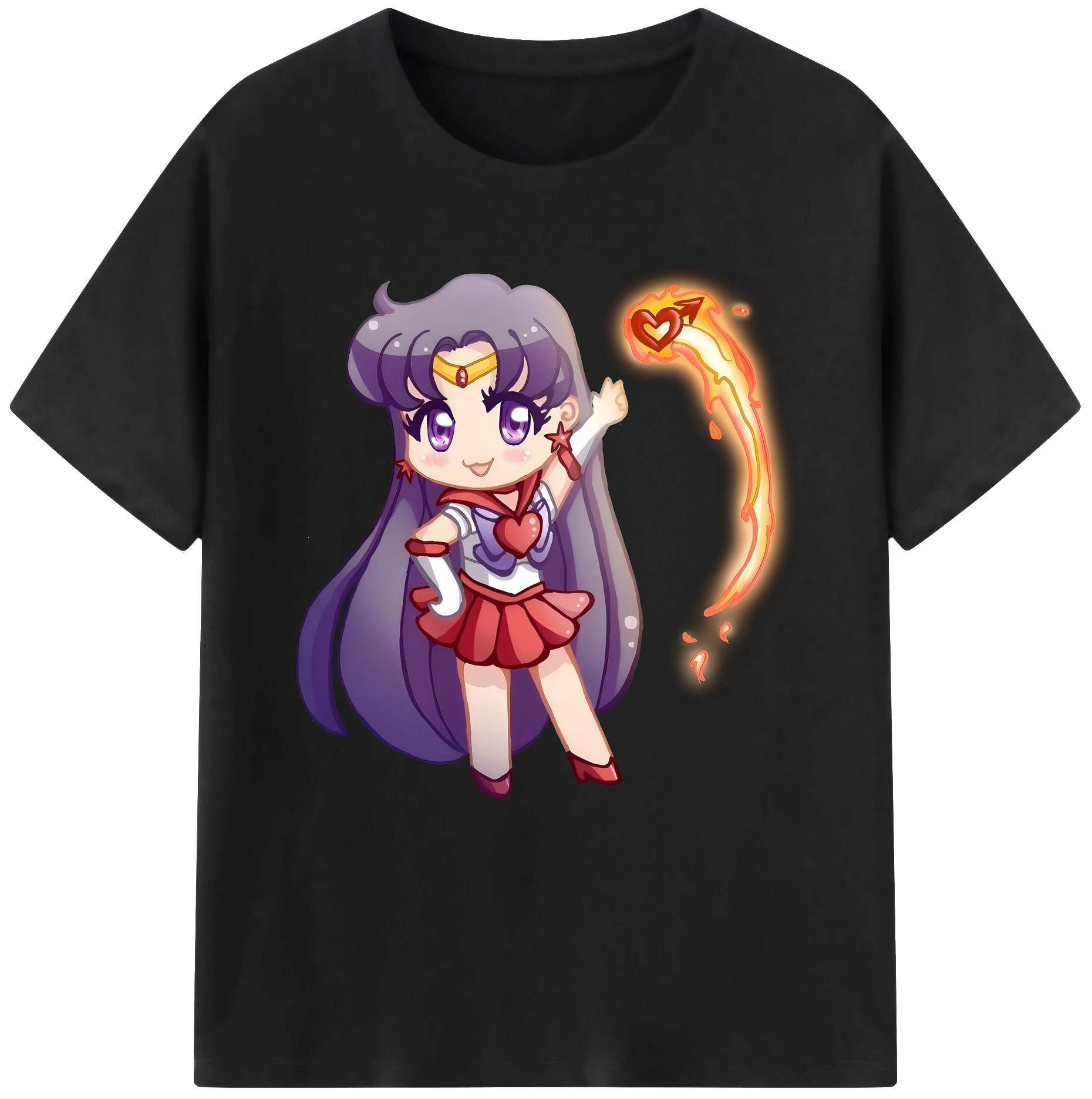 （画像用） 美少女戦士セーラームーン 火野レイ ひの レイ Sailor Moon Hino Rei （セーラーマーズ,Sailor Mars） 綿100％半袖Tシャツ（フロントプリント）
