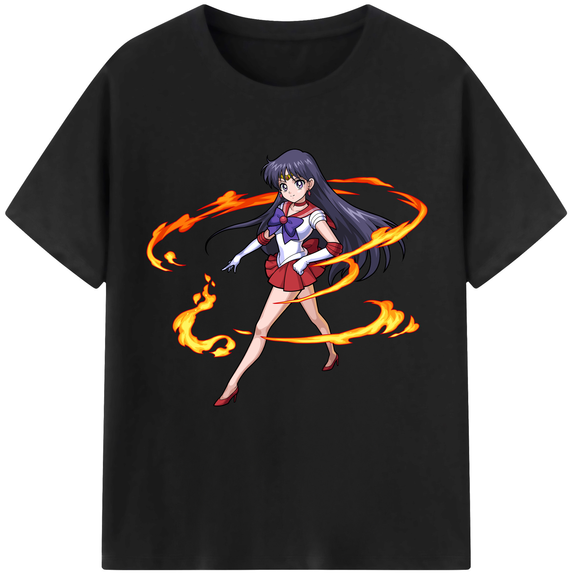 （画像用） 美少女戦士セーラームーン 火野レイ ひの レイ Sailor Moon Hino Rei （セーラーマーズ,Sailor Mars） 綿100％半袖Tシャツ（フロントプリント）