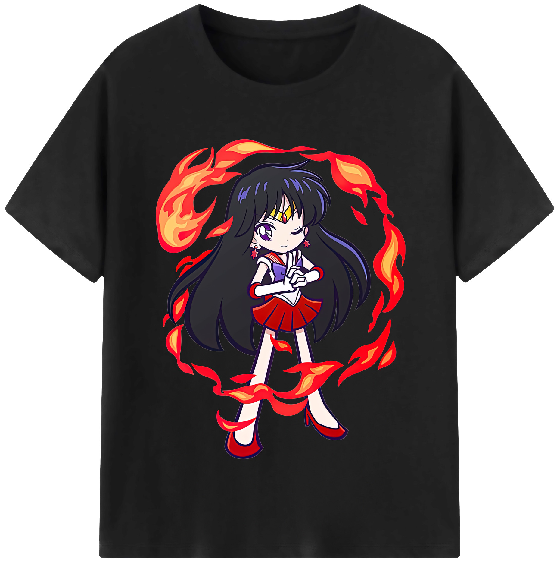 （画像用） 美少女戦士セーラームーン 火野レイ ひの レイ Sailor Moon Hino Rei （セーラーマーズ,Sailor Mars） 綿100％半袖Tシャツ（フロントプリント）