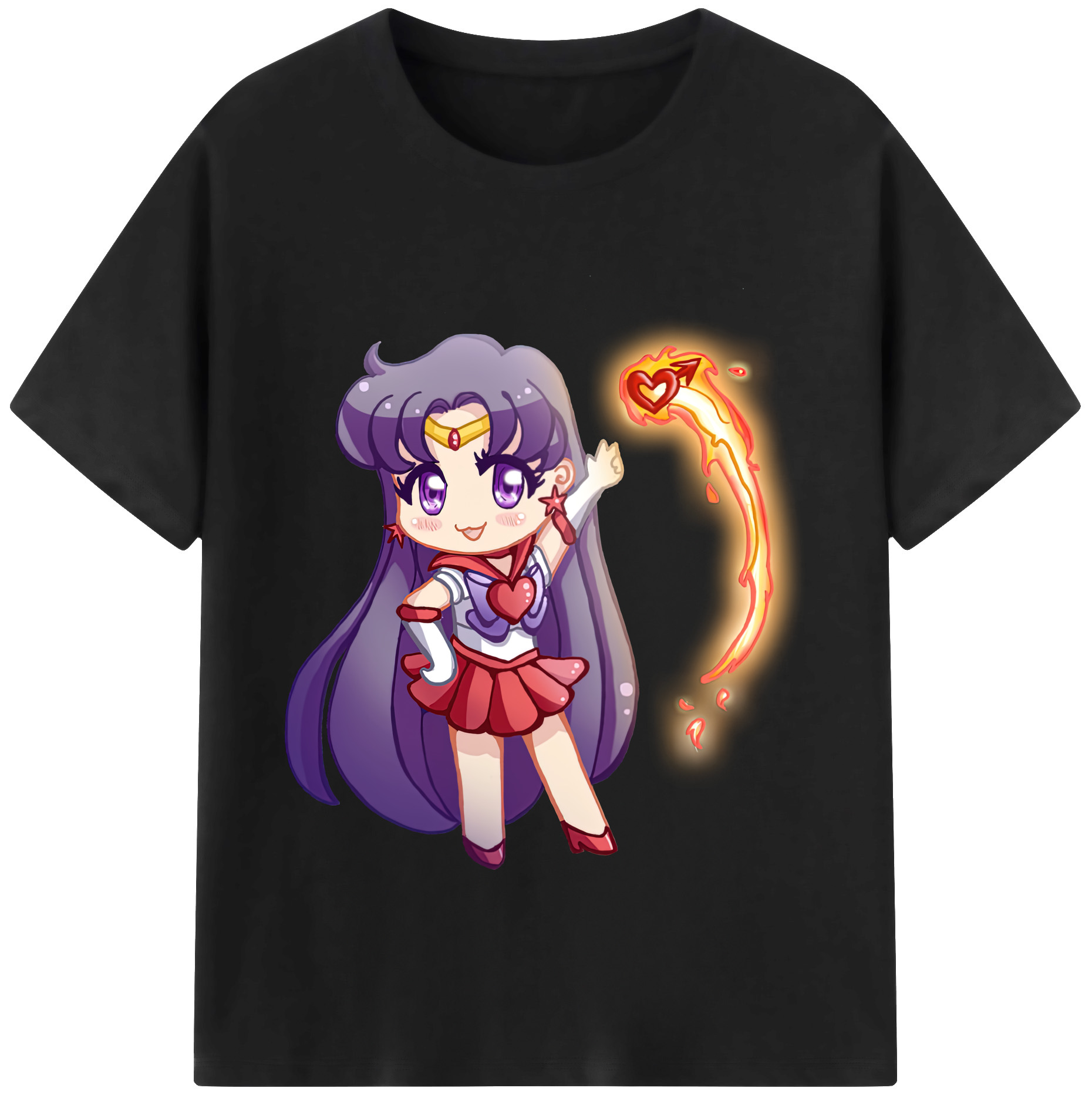 （画像用） 美少女戦士セーラームーン 火野レイ ひの レイ Sailor Moon Hino Rei （セーラーマーズ,Sailor Mars） 綿100％半袖Tシャツ（フロントプリント）